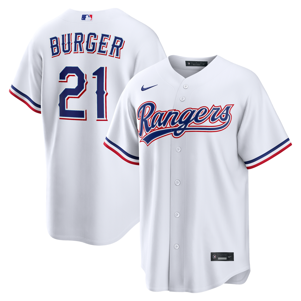 Men's Texas Rangers Jake Burger Nike White Home Replica Jersey
