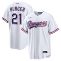 Men's Texas Rangers Jake Burger Nike White Home Replica Jersey