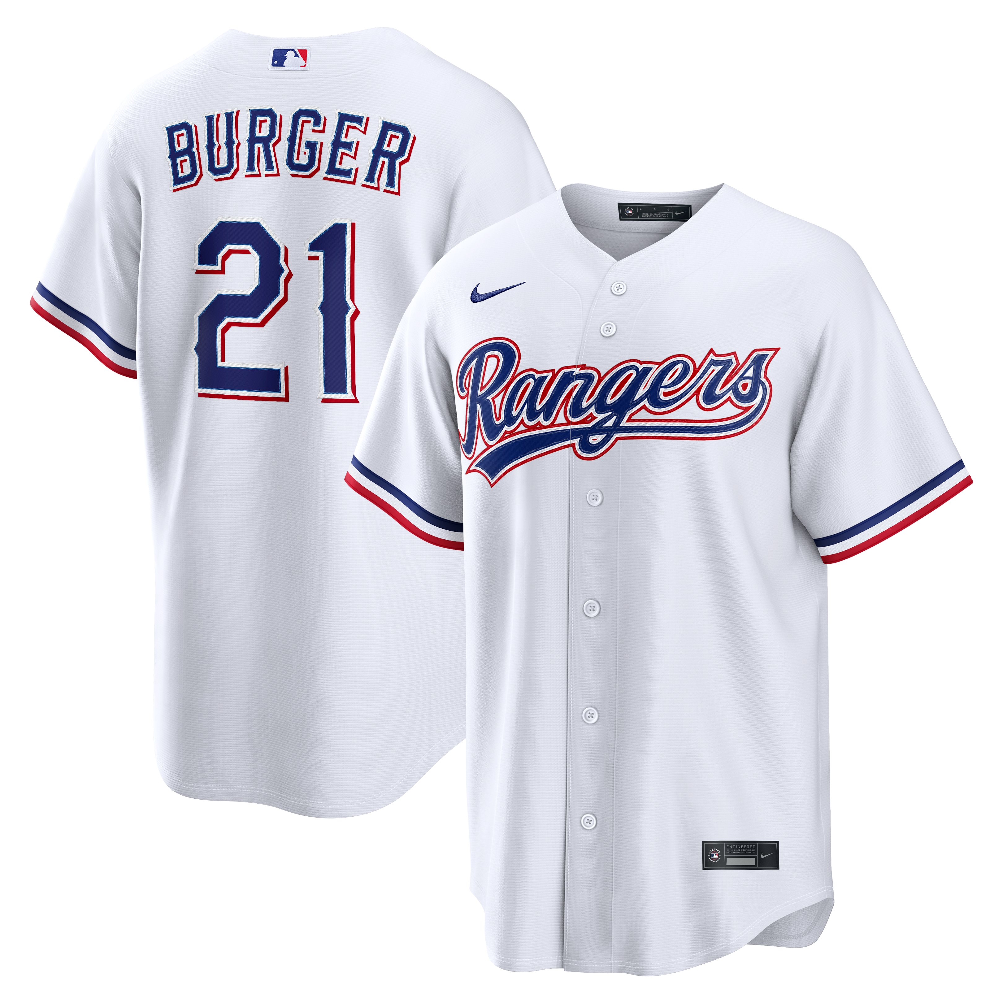 Men's Texas Rangers Jake Burger Nike White Home Replica Jersey