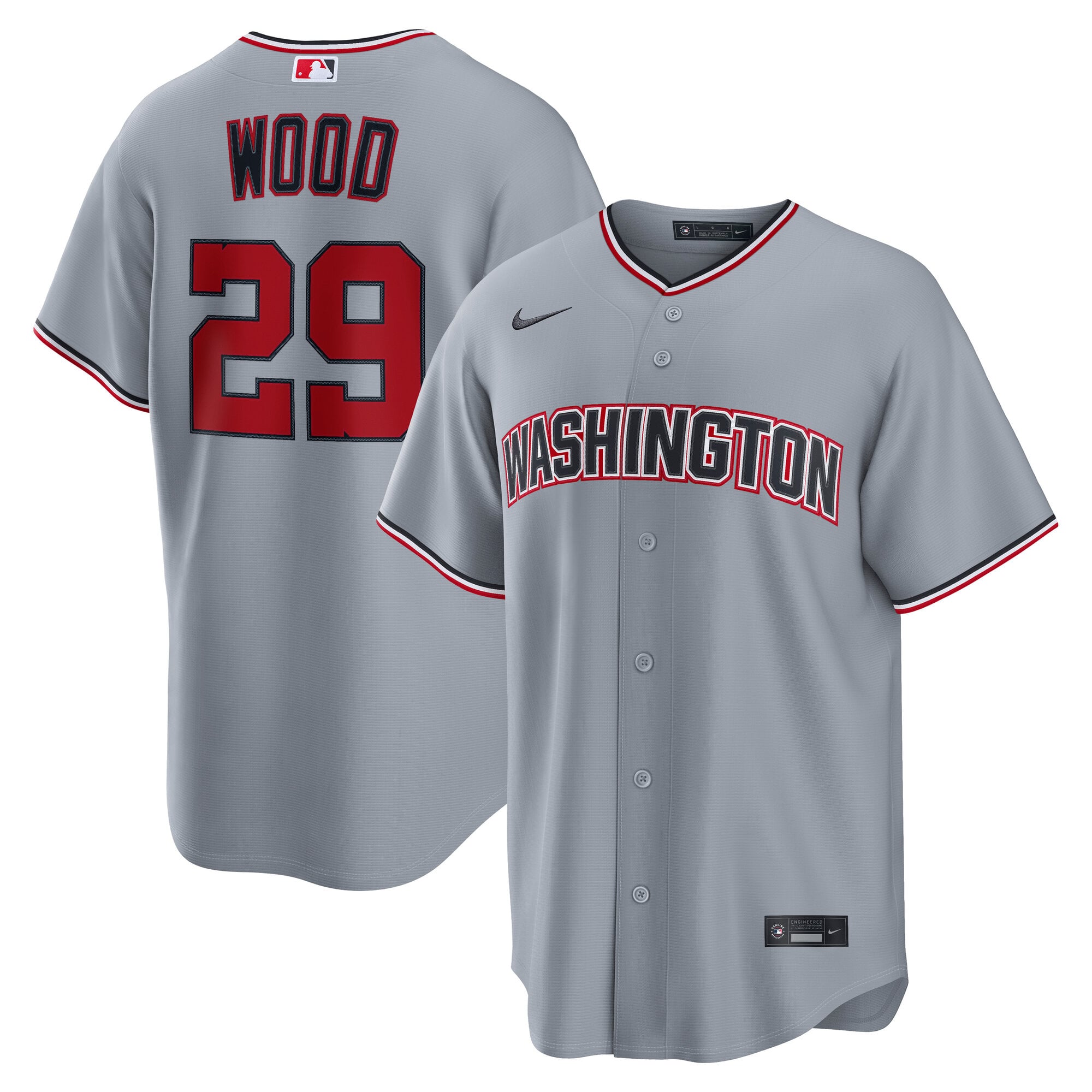 Men's Washington Nationals James Wood Nike Gray Road Replica Jersey - 2