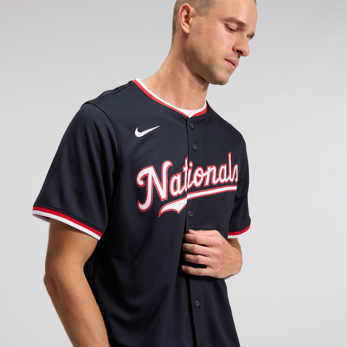 Men's Washington Nationals James Wood Nike Navy Alternate Limited Player Jersey - 11