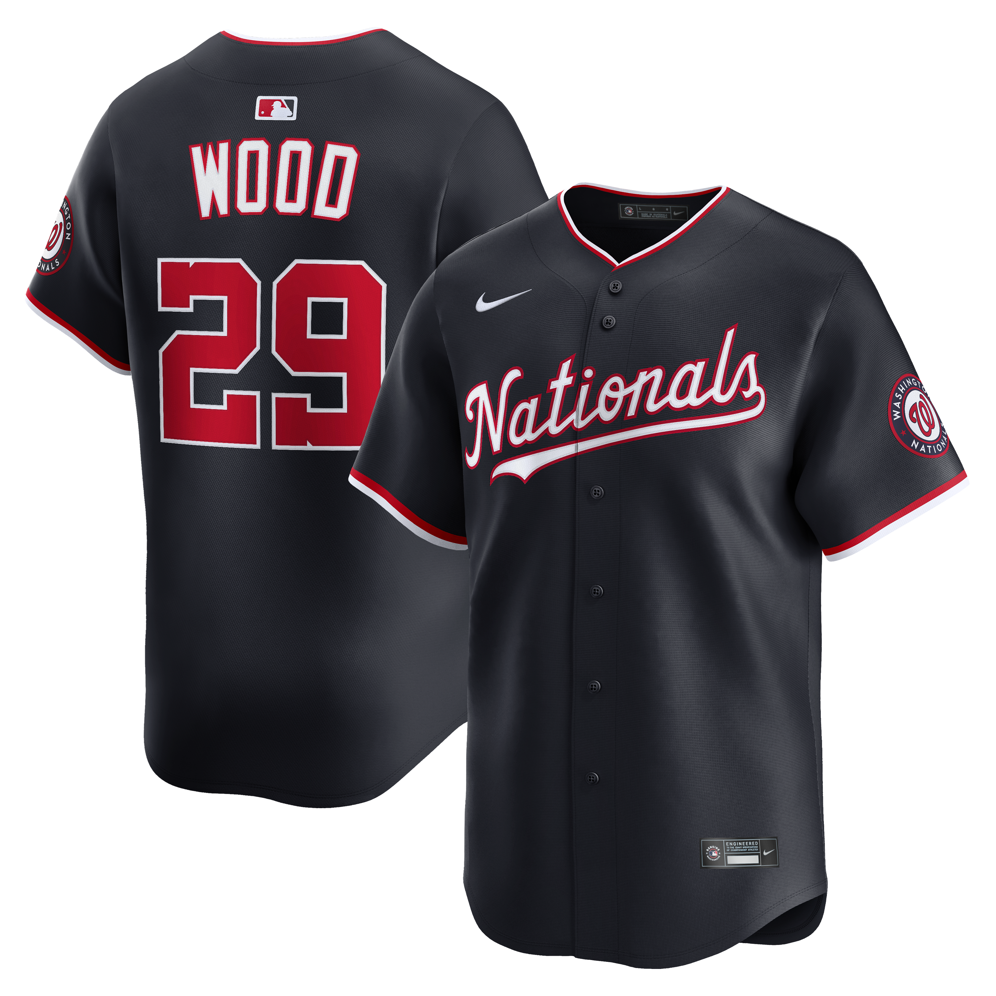 Men's Washington Nationals James Wood Nike Navy Alternate Limited Player Jersey - 2