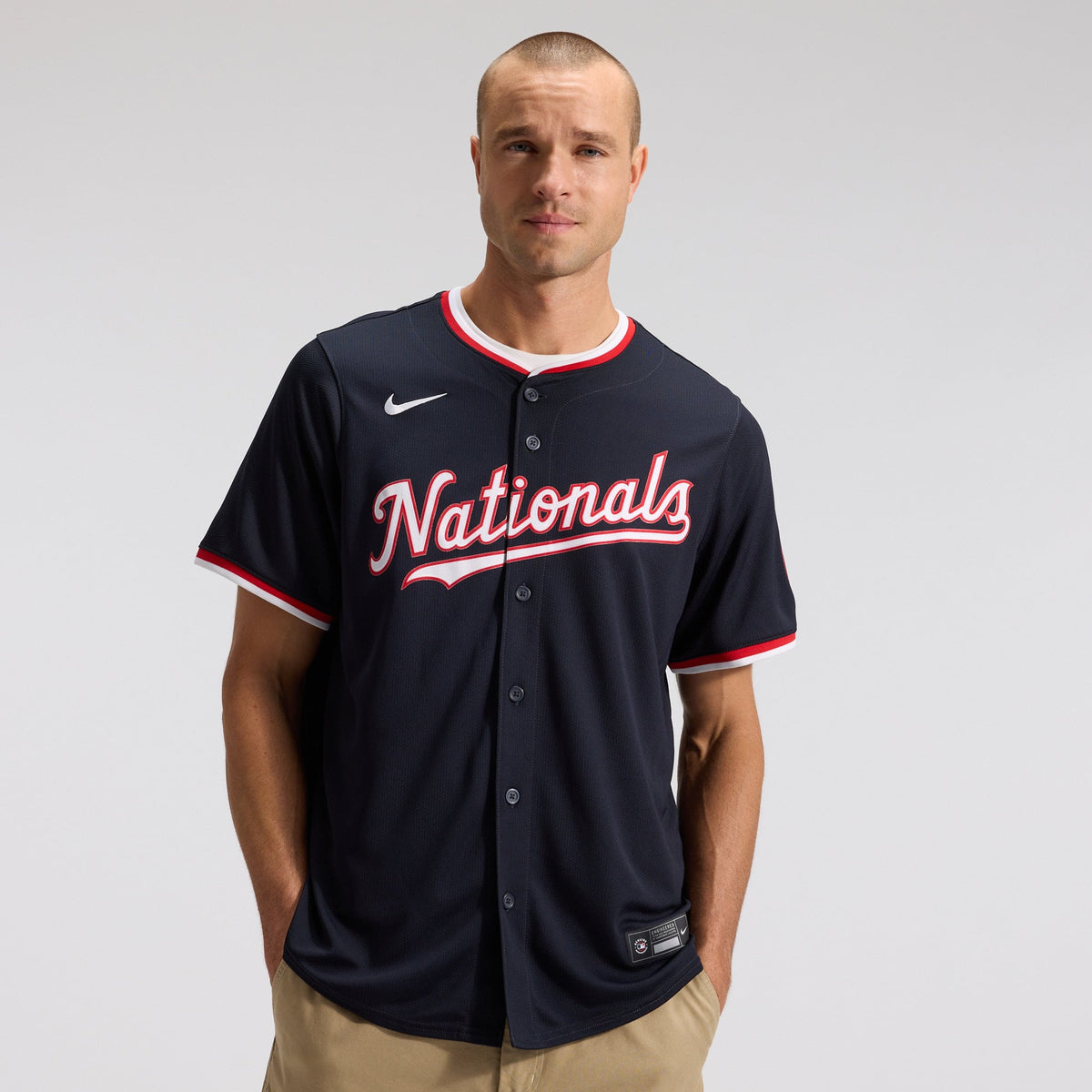 Men's Washington Nationals James Wood Nike Navy Alternate Limited Player Jersey - 3