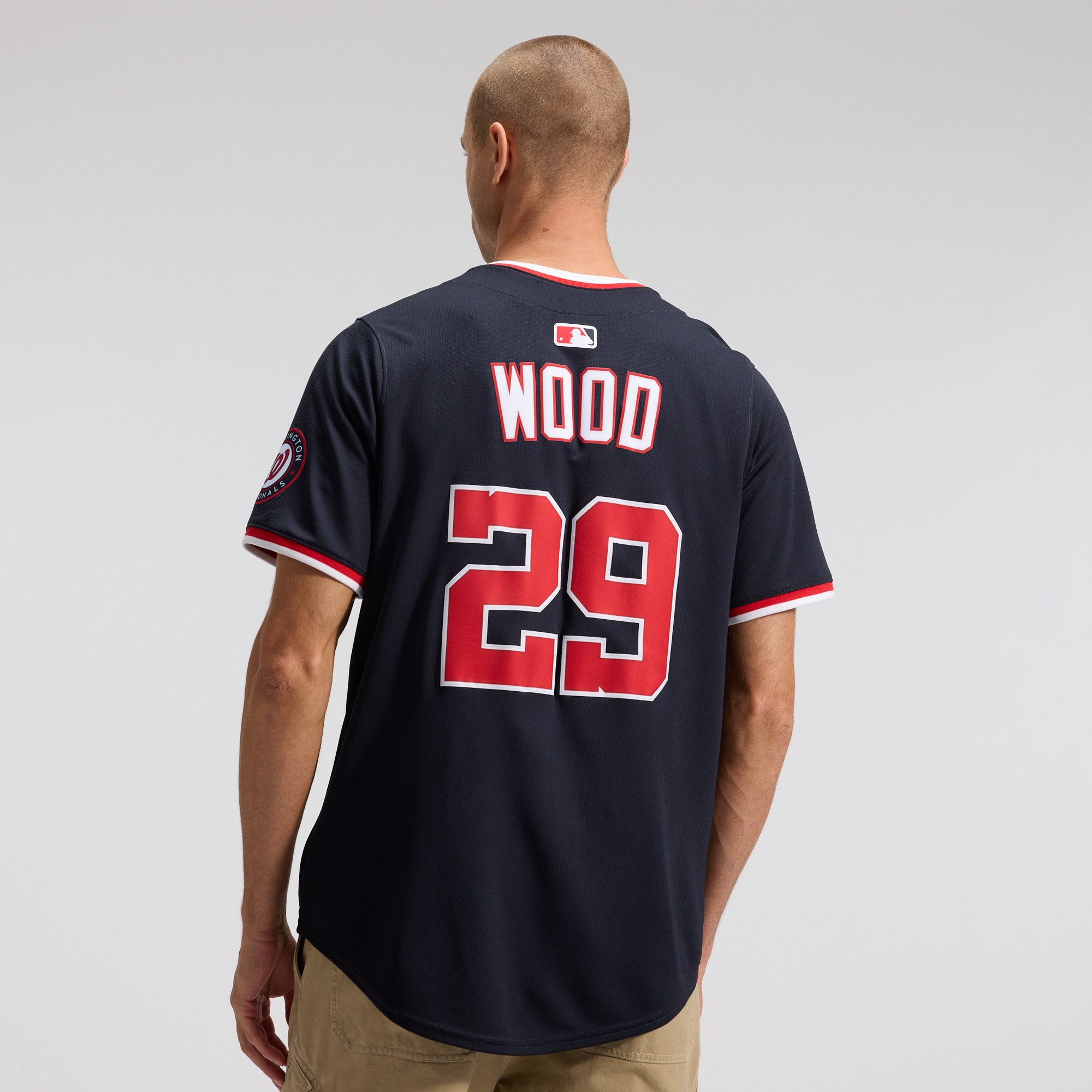 Men's Washington Nationals James Wood Nike Navy Alternate Limited Player Jersey - 4