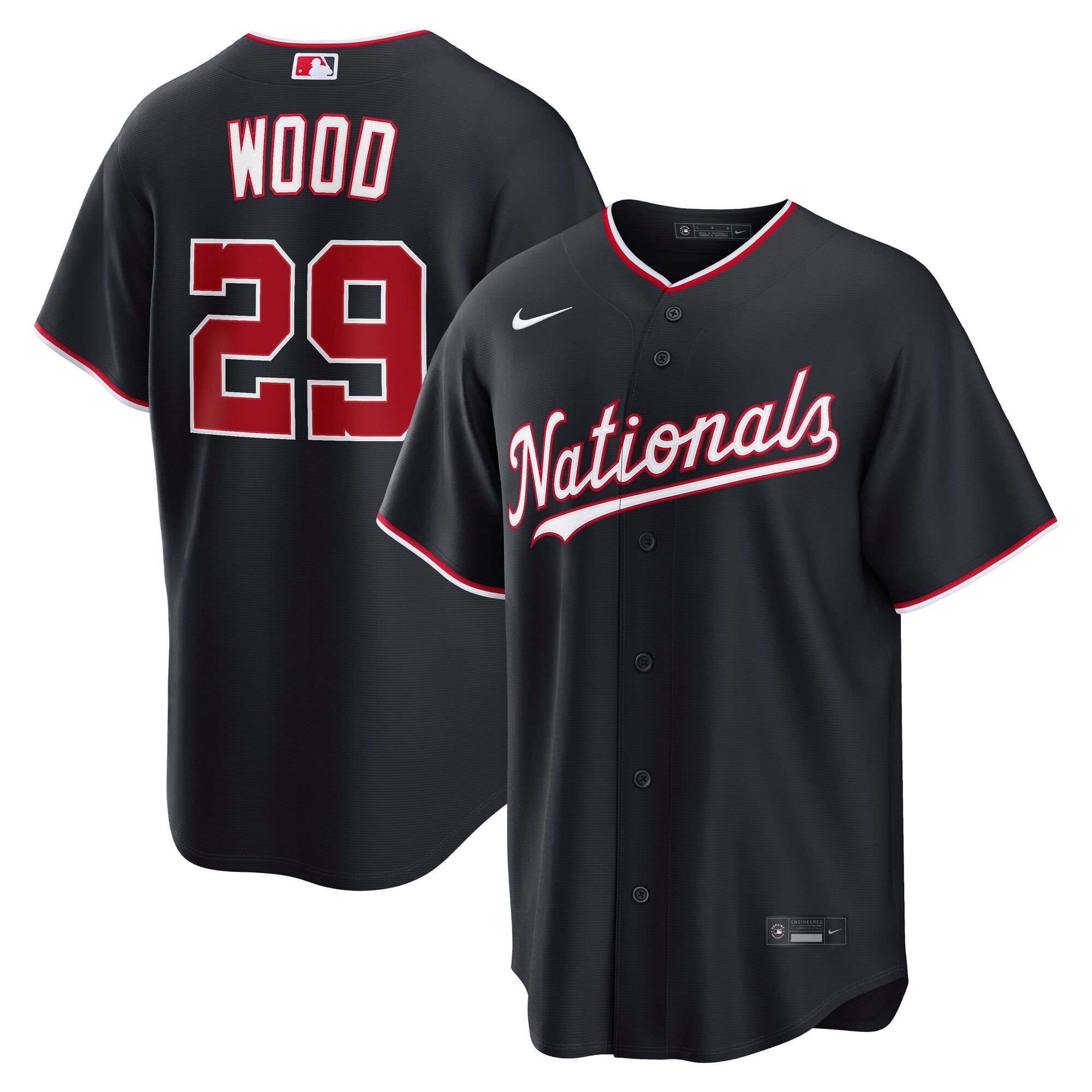 Men's Washington Nationals James Wood Nike Navy Alternate Replica Jersey - 2