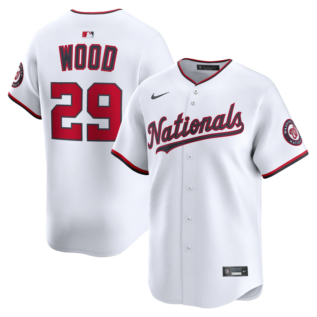 Men's Washington Nationals James Wood Nike White Home Limited Jersey