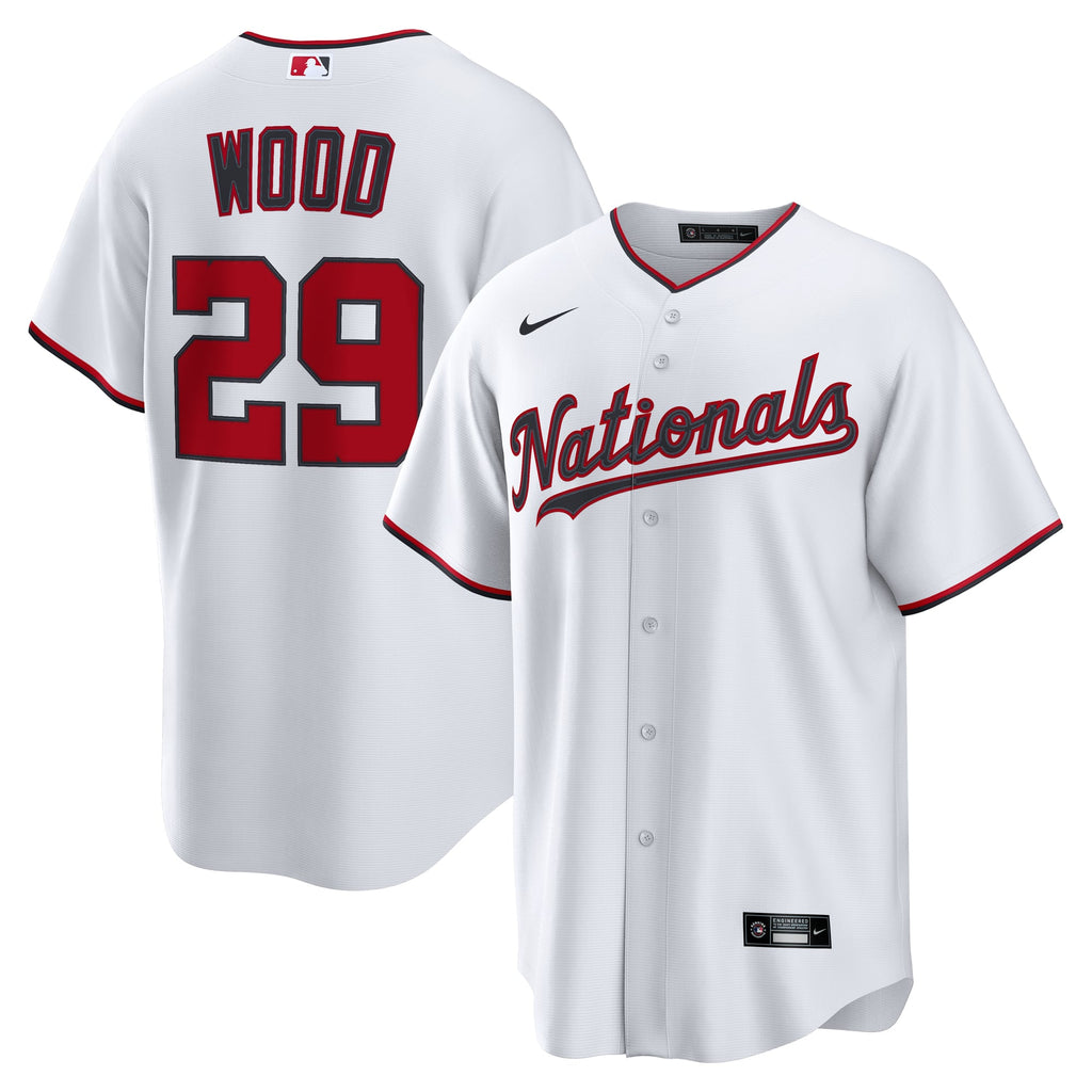 Men's Washington Nationals James Wood Nike White Home Replica Jersey