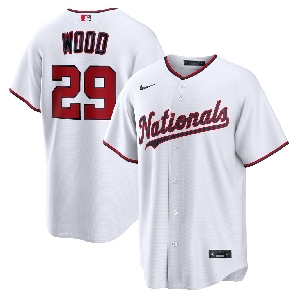 Men's Washington Nationals James Wood Nike White Home Replica Jersey