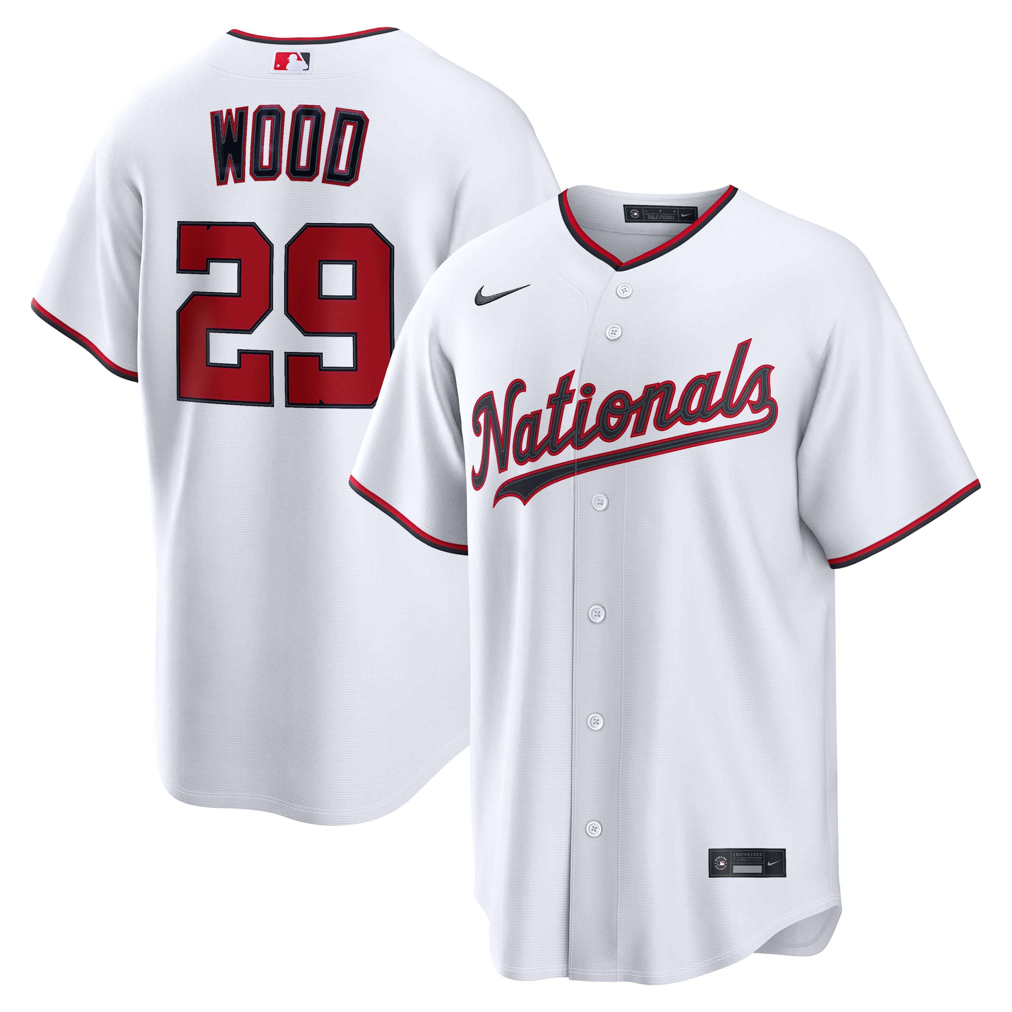 Men's Washington Nationals James Wood Nike White Home Replica Jersey
