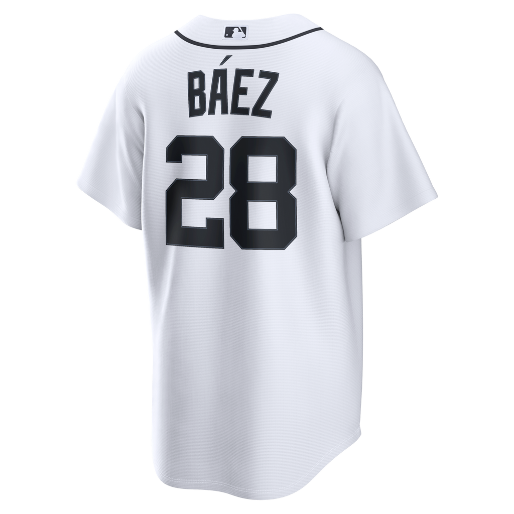 Men's Detroit Tigers Javier Báez Nike White Home Replica Jersey - 4