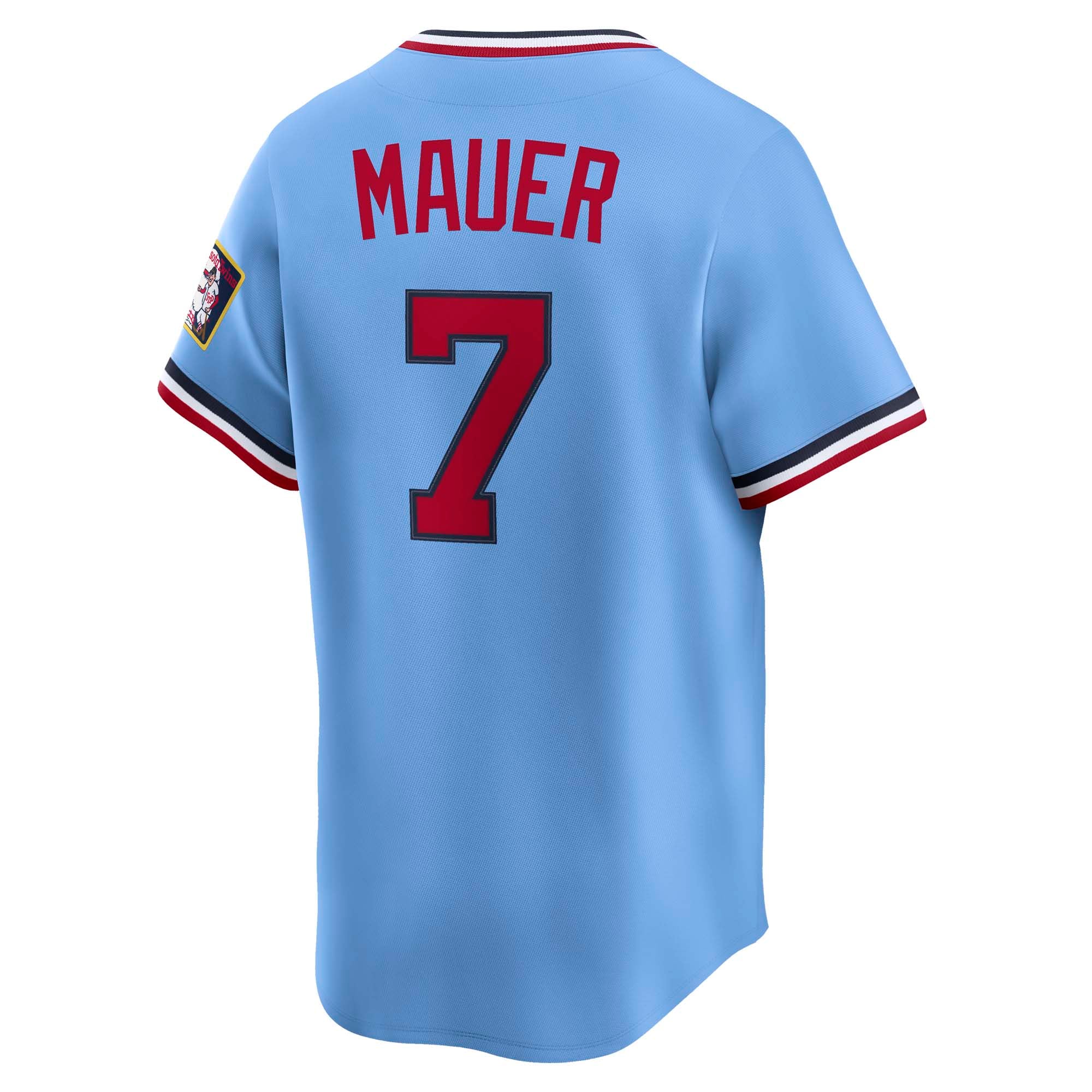 Men's Minnesota Twins Joe Mauer Nike Light Blue Throwback Cooperstown Collection Limited Jersey - 4