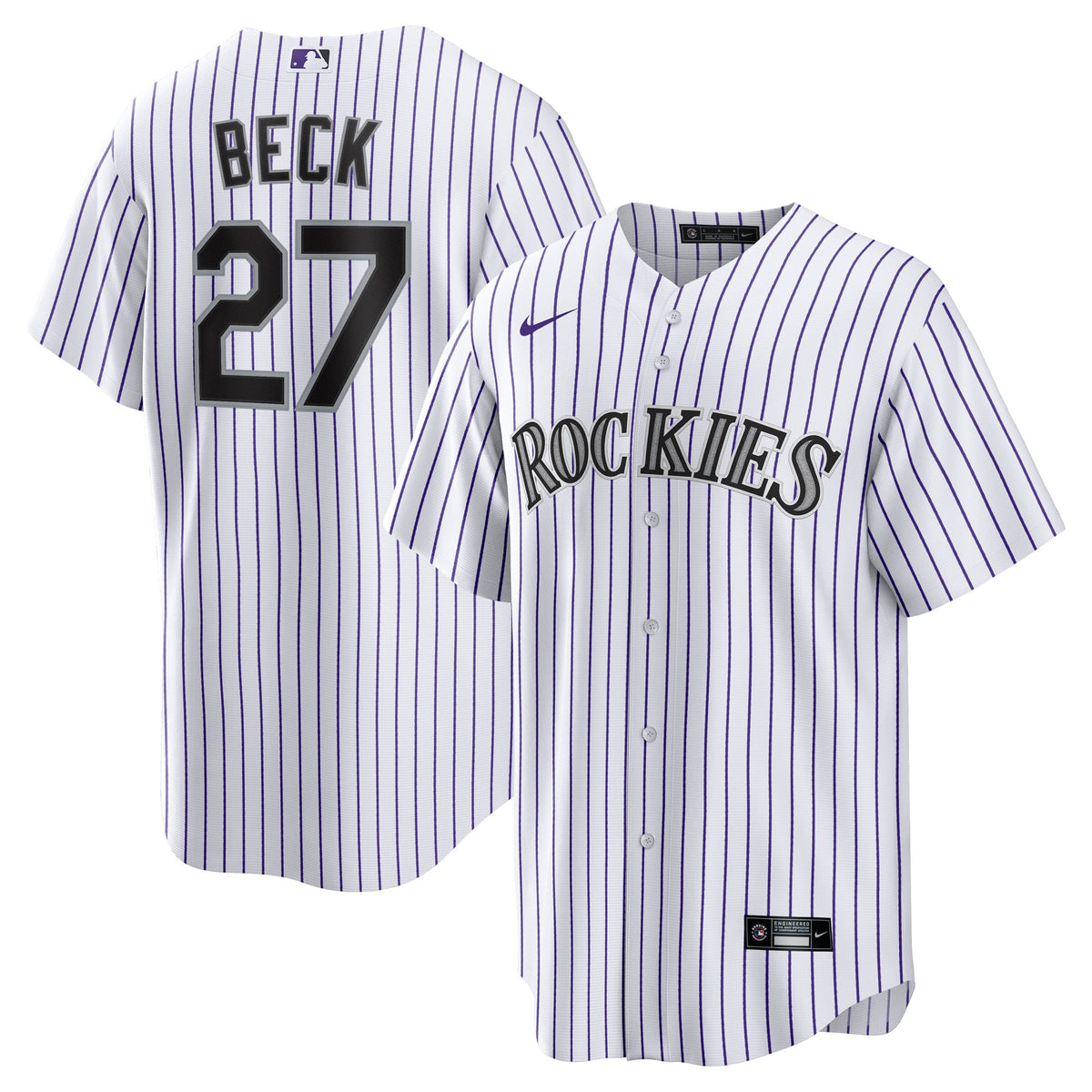 Men's Colorado Rockies Jordan Beck Nike White Home Replica Jersey