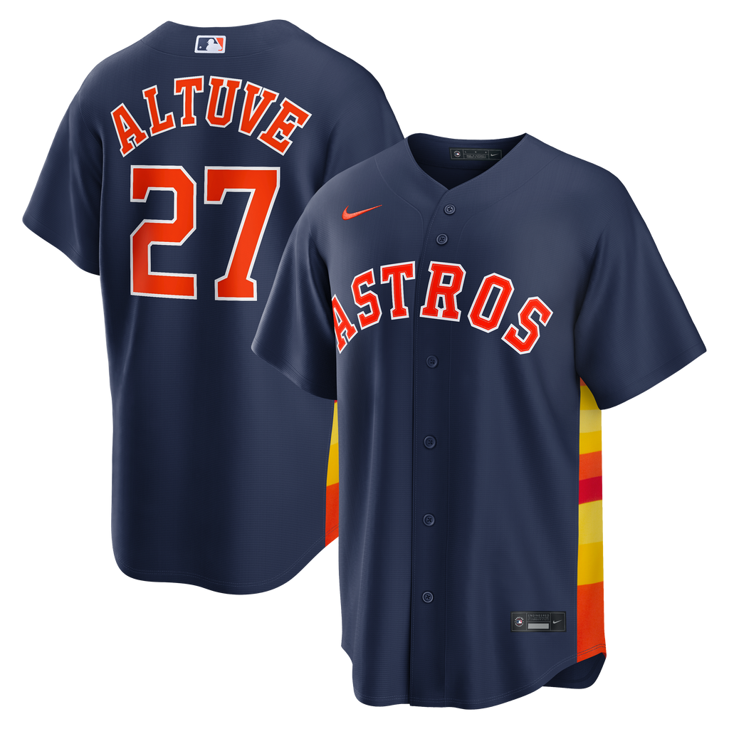 Men's Houston Astros Jose Altuve Nike Navy Alternate 2 Replica Jersey - 2