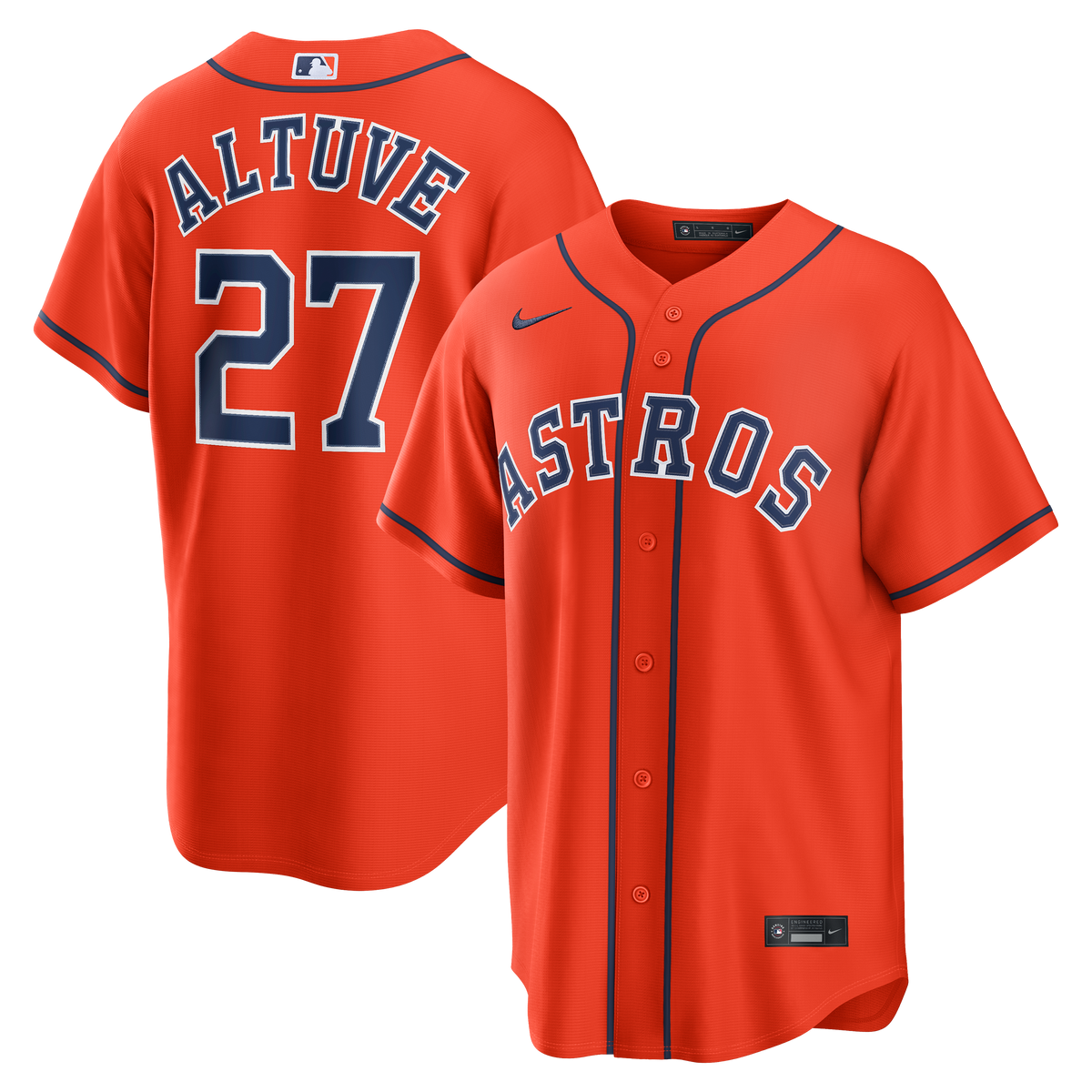 Men's Houston Astros Jose Altuve Nike Orange Alternate Replica Jersey