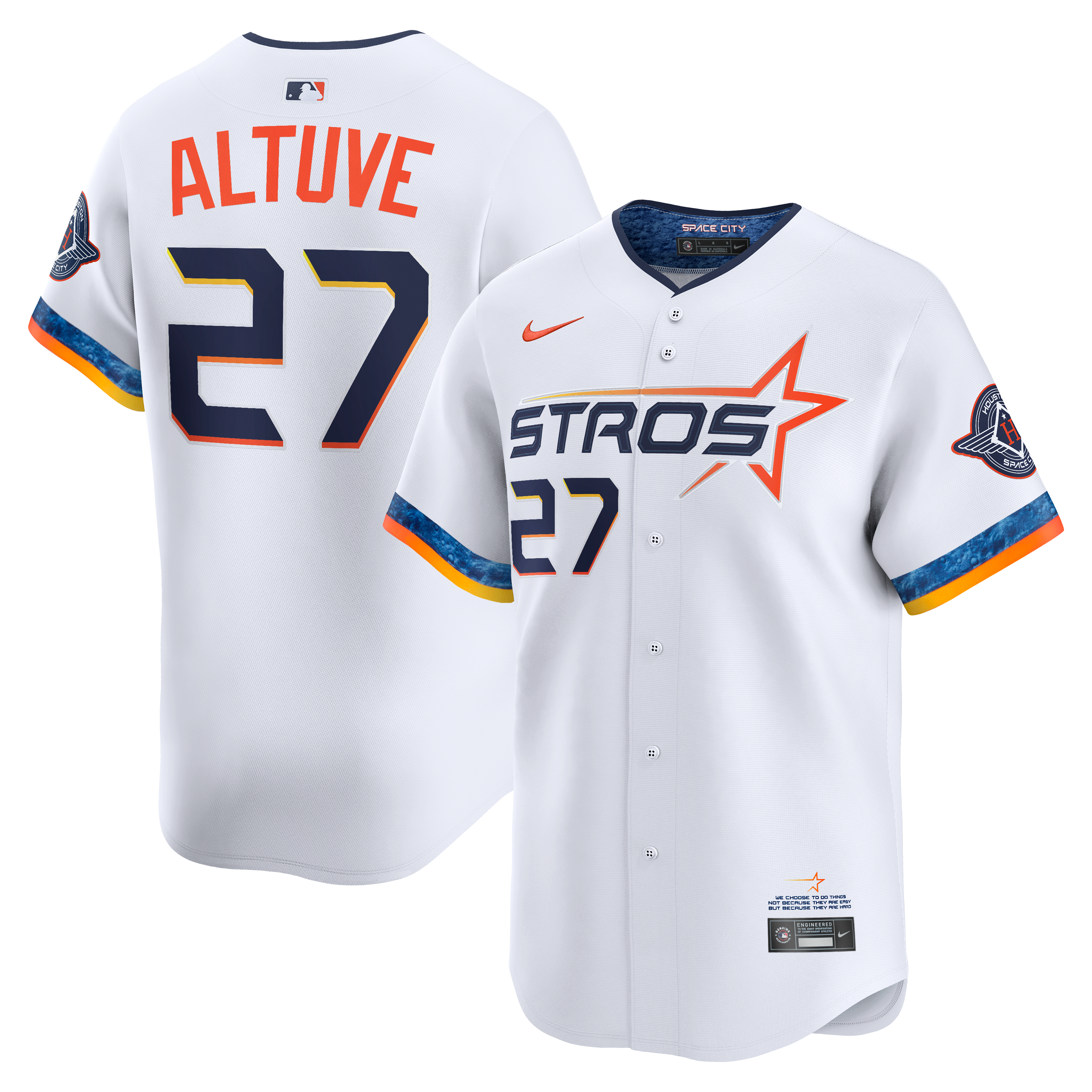 Men's Houston Astros Jose Altuve Nike White 2025 City Connect Limited Player Jersey - 2
