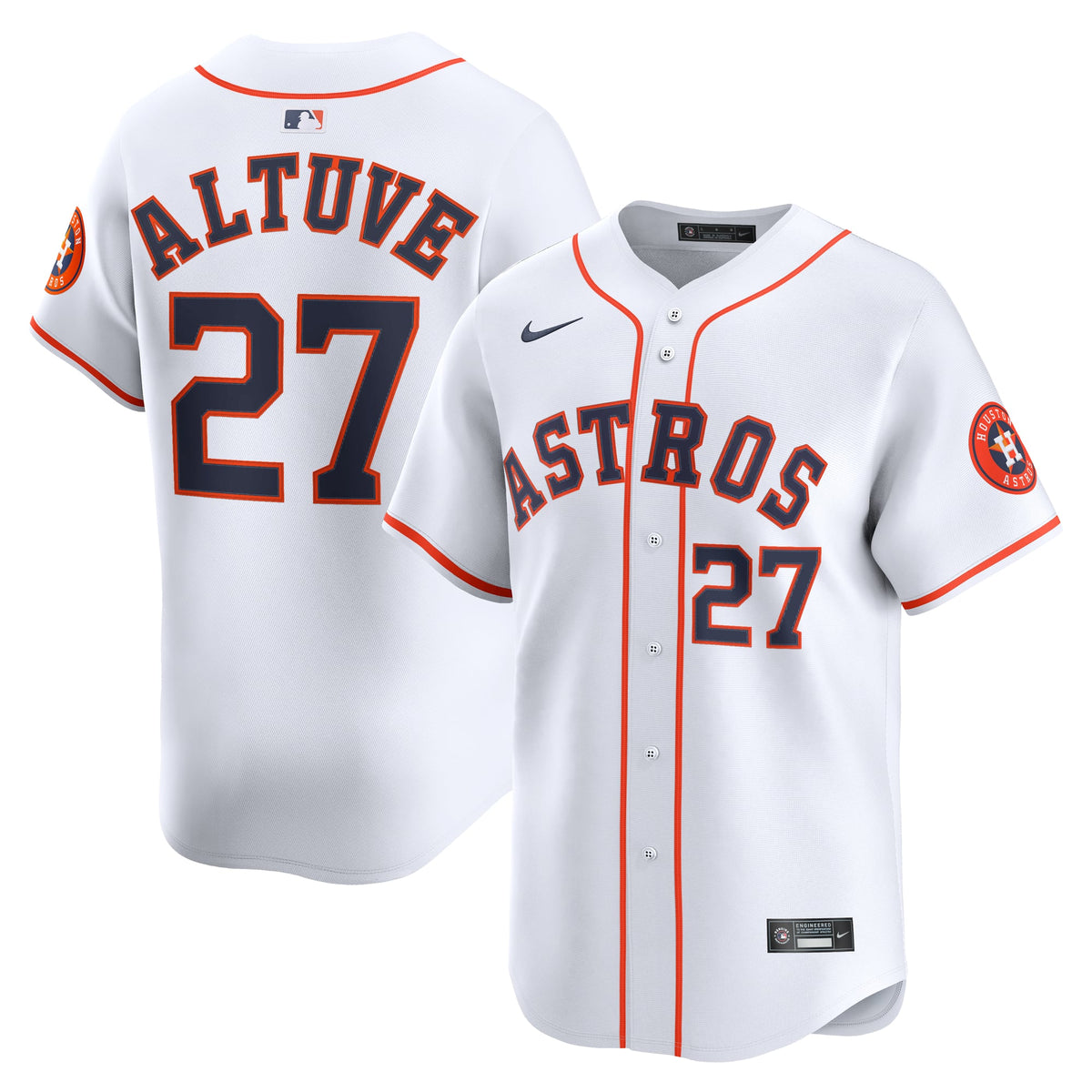 Men's Houston Astros Jose Altuve Nike White Home Limited Player Jersey - 2