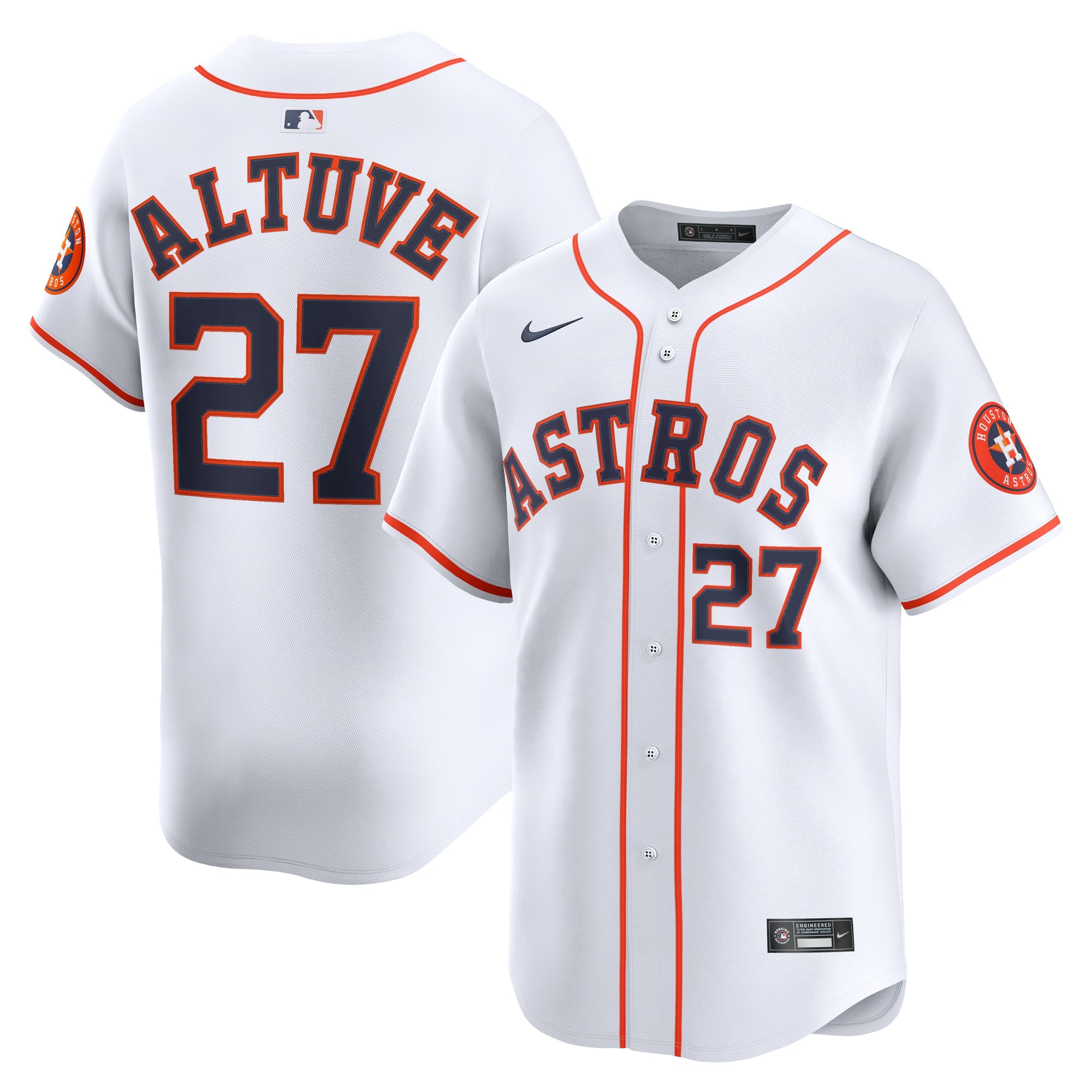 Men's Houston Astros Jose Altuve Nike White Home Limited Player Jersey
