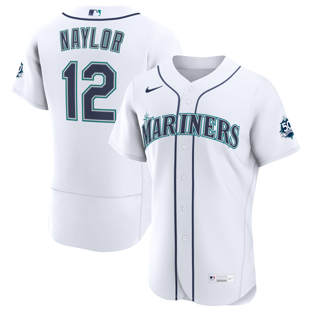 Men's Seattle Mariners Josh Naylor Nike White Home 50th Season Authentic Jersey - 2