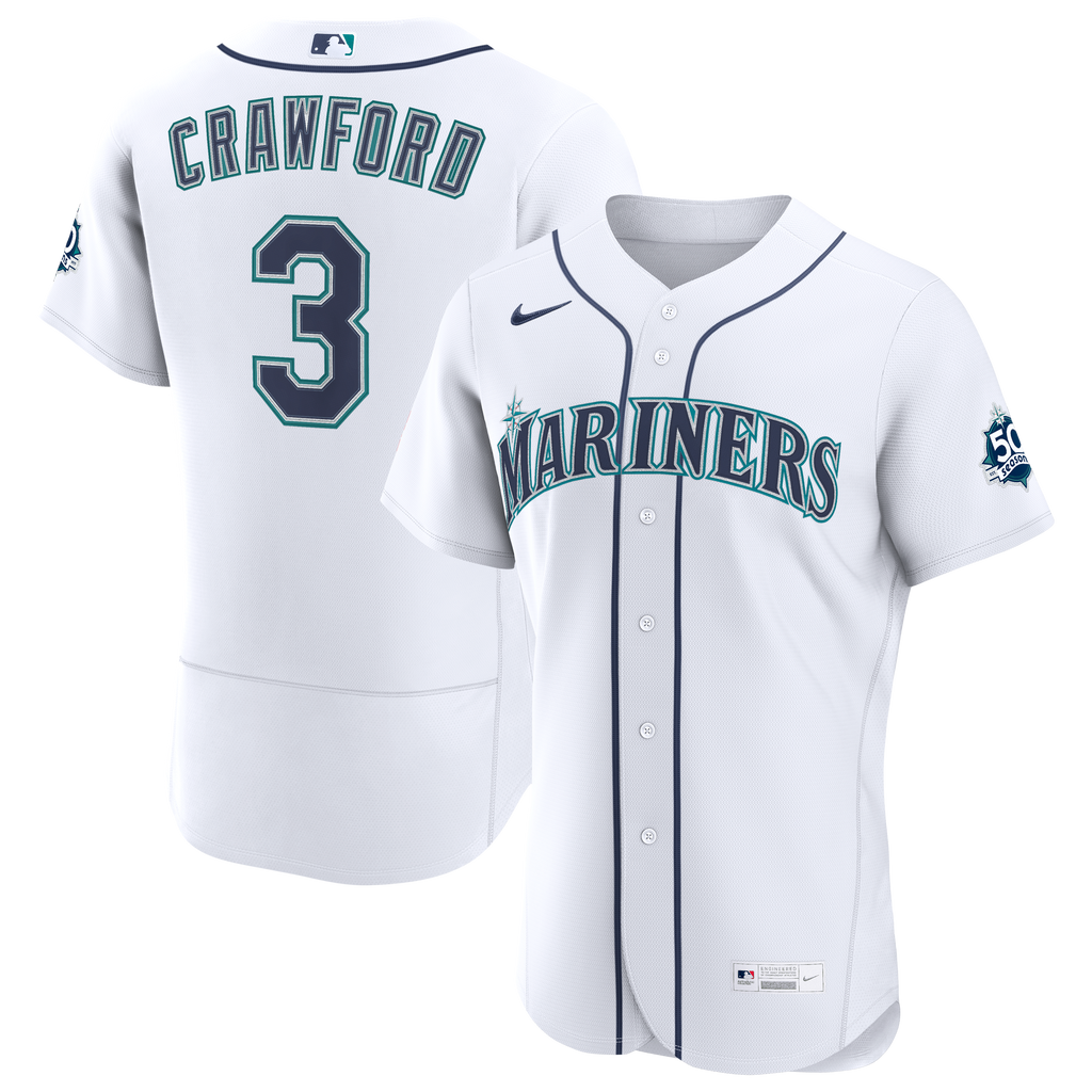Men's Seattle Mariners J.P. Crawford Nike White Home 50th Season Authentic Jersey - 2