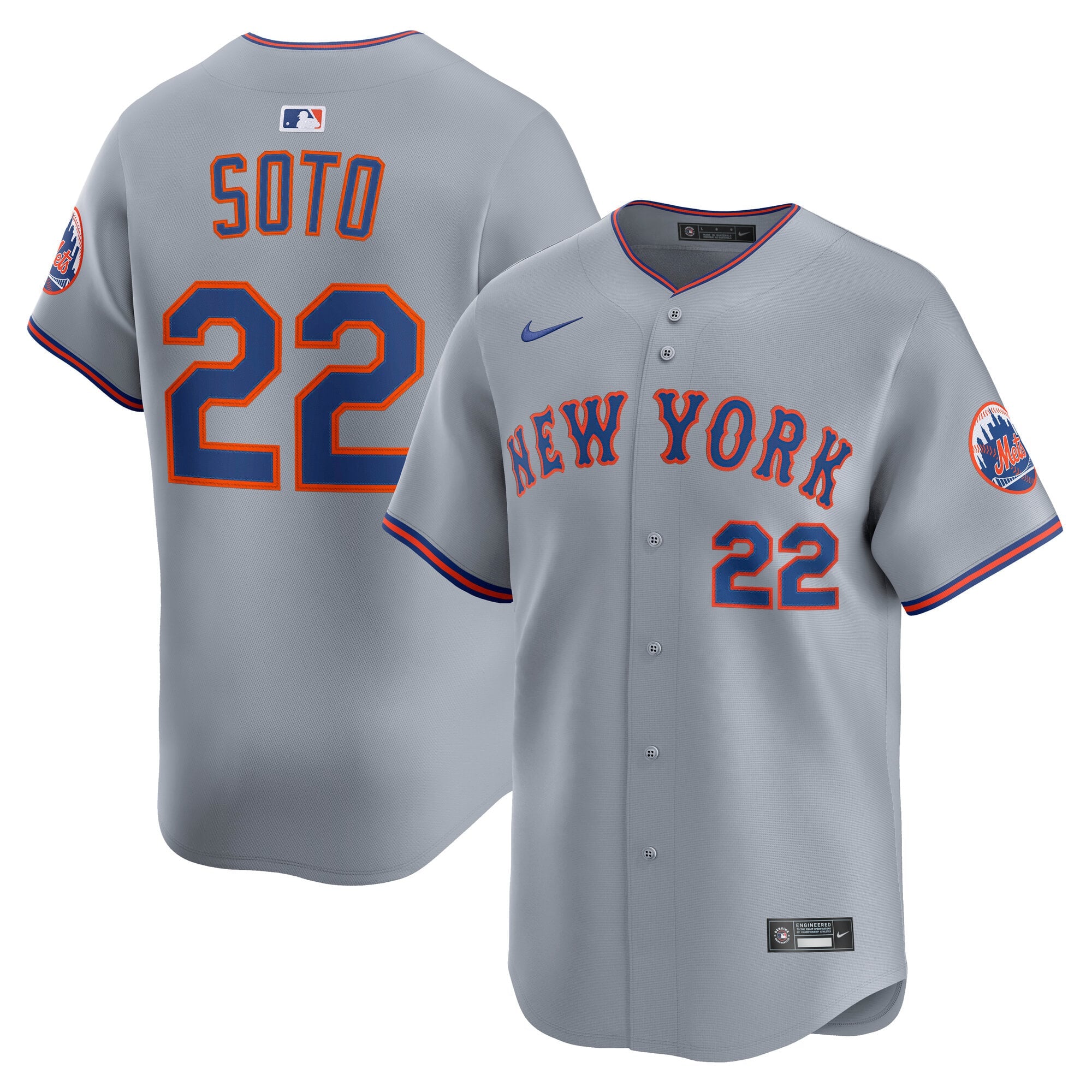 Men's New York Mets Juan Soto Nike Gray Road Limited Player Jersey