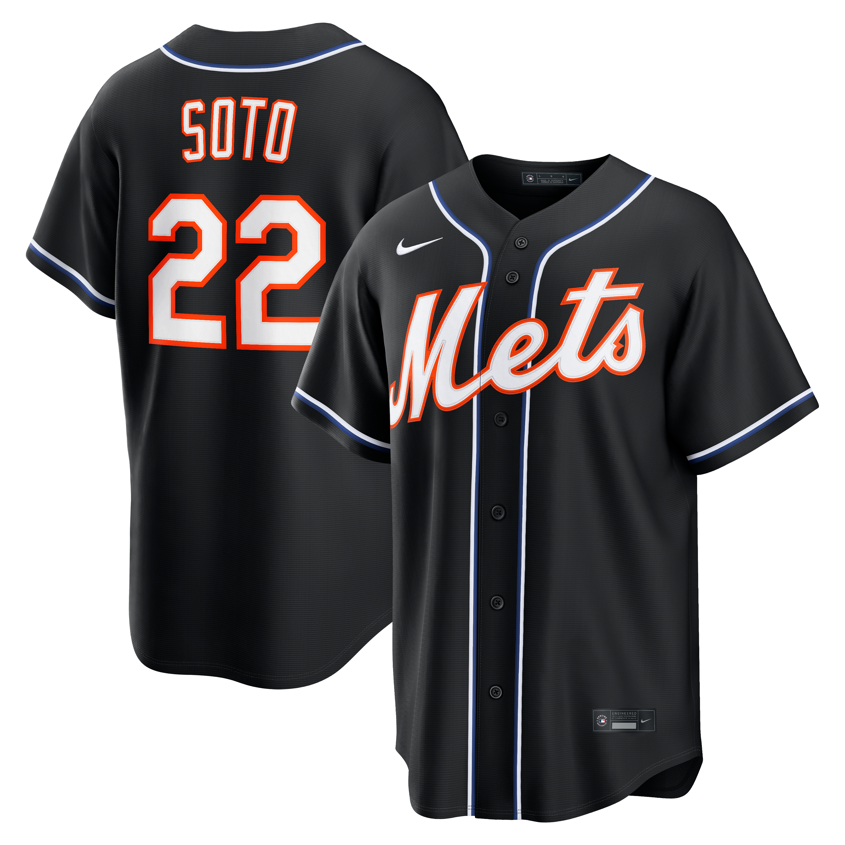 Men's New York Mets Juan Soto Nike Fashion Replica Black Out Jersey
