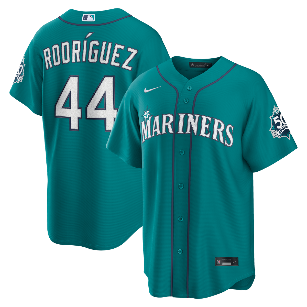 Men's Seattle Mariners Julio Rodríguez Nike Teal Alternate Stadium 50th Season Patch Jersey