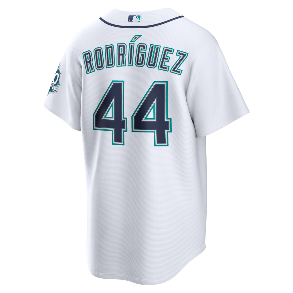 Men's Seattle Mariners Julio Rodríguez Nike White Home Stadium 50th Season Patch Jersey - 4