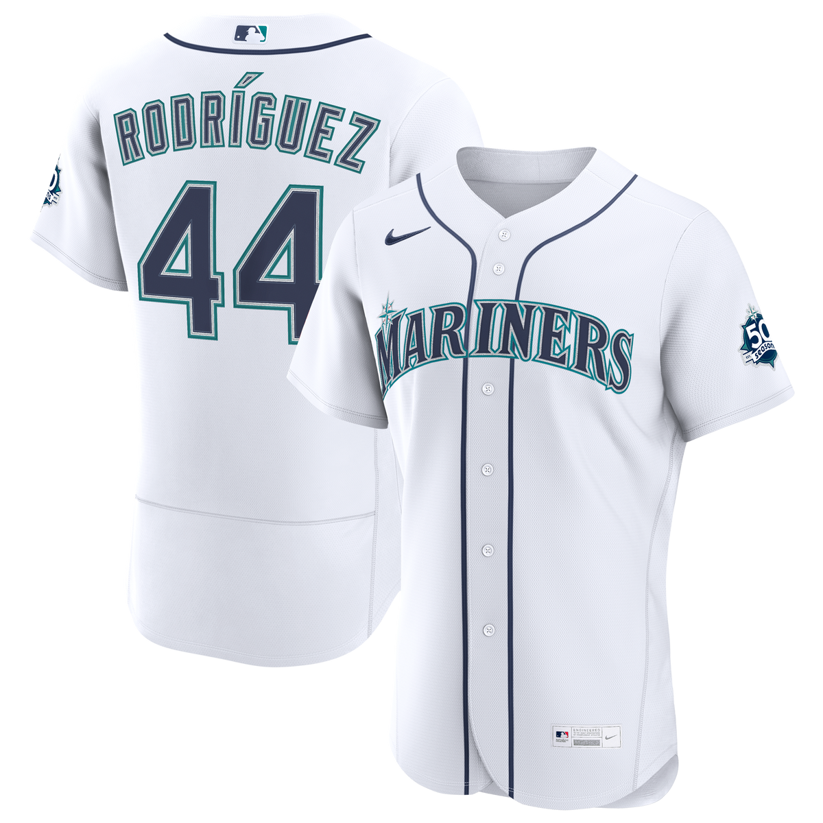 Men's Seattle Mariners Julio Rodriguez Nike White Home 50th Season Authentic Jersey - 2