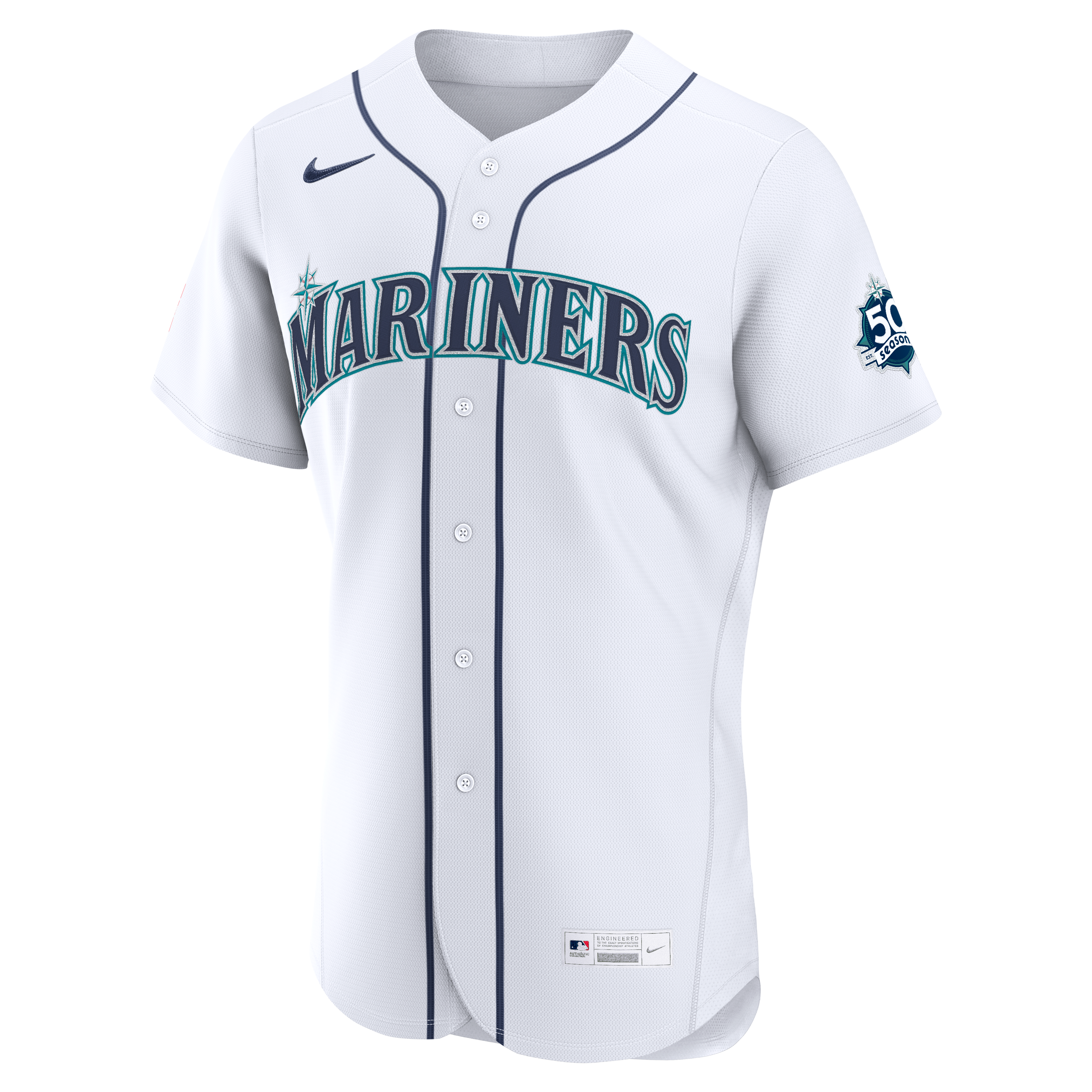 Men's Seattle Mariners Julio Rodriguez Nike White Home 50th Season Authentic Jersey - 3