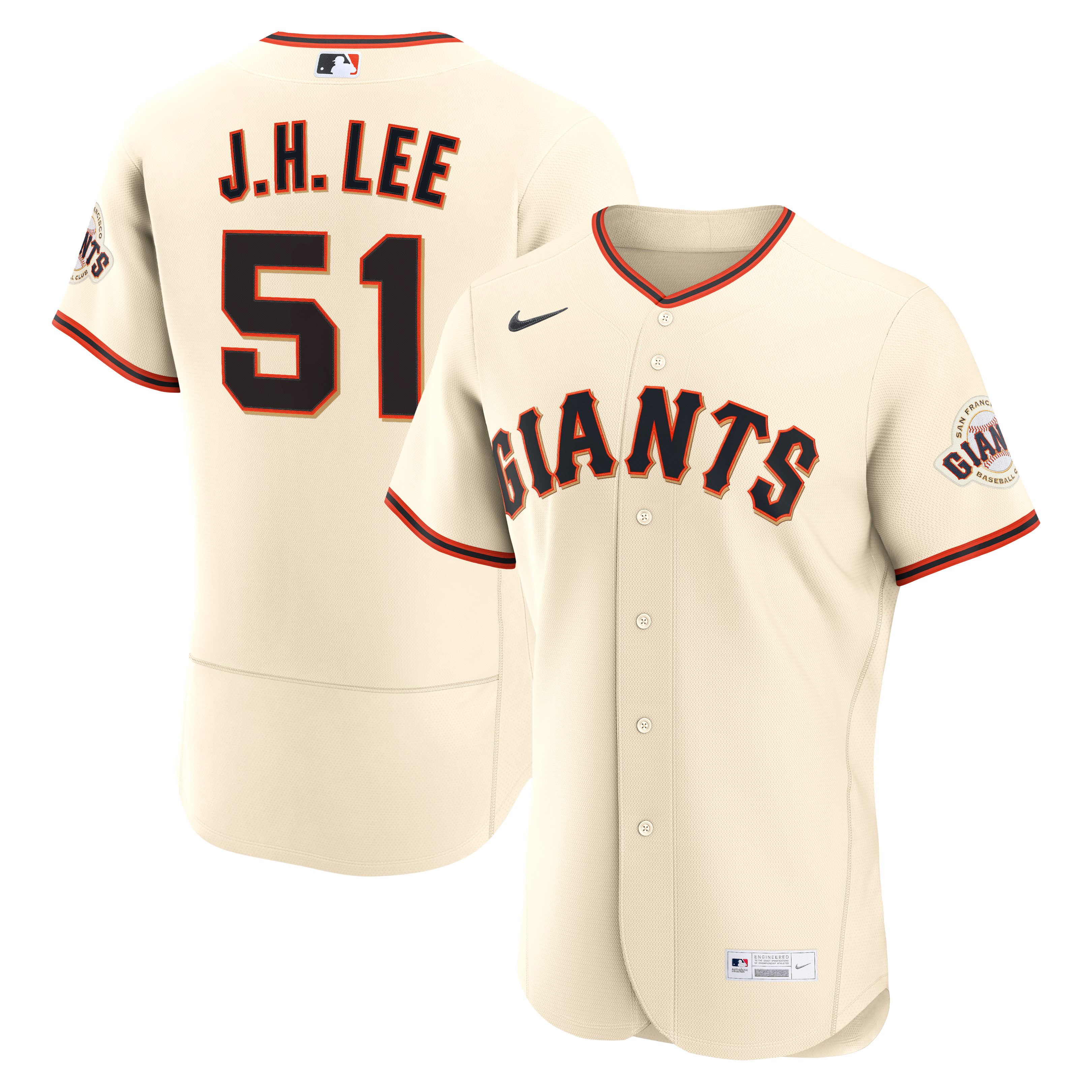 Men's San Francisco Giants Jung Hoo Lee Nike Cream Home Authentic Jersey - 2