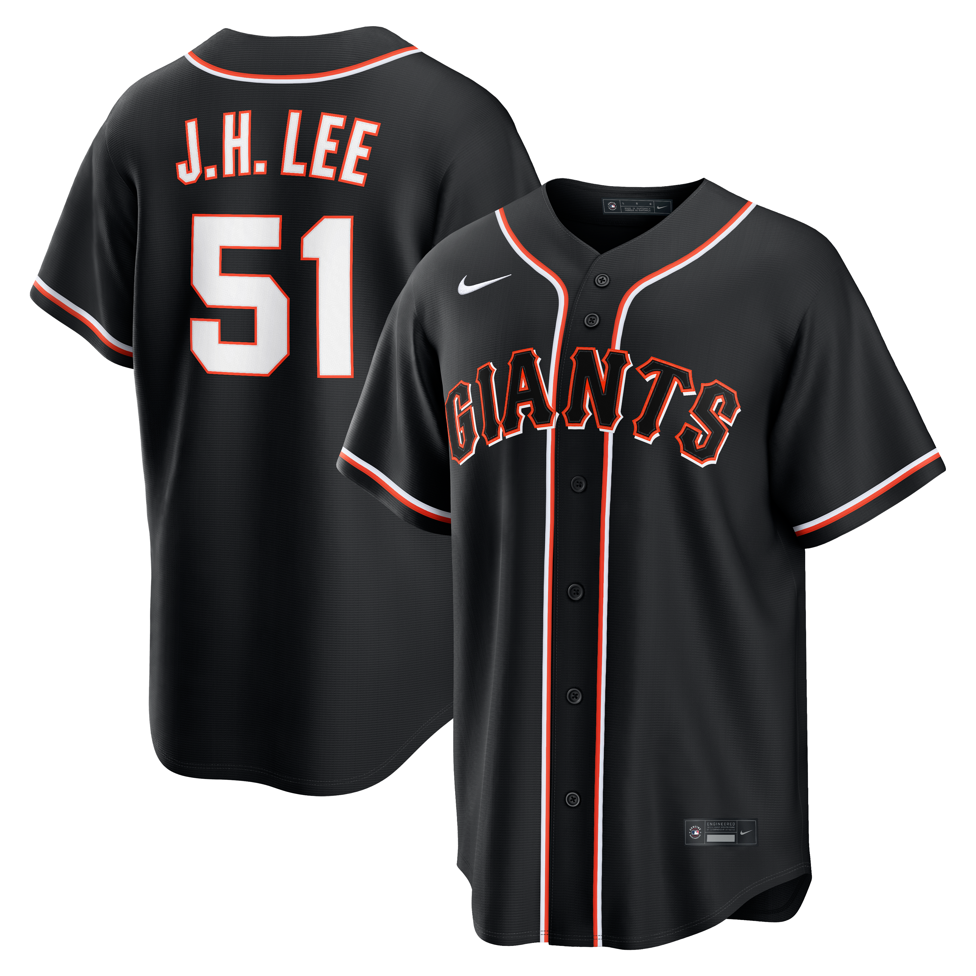 Men's San Francisco Giants Jung Hoo Lee Nike Fashion Replica Black Out Jersey - 2