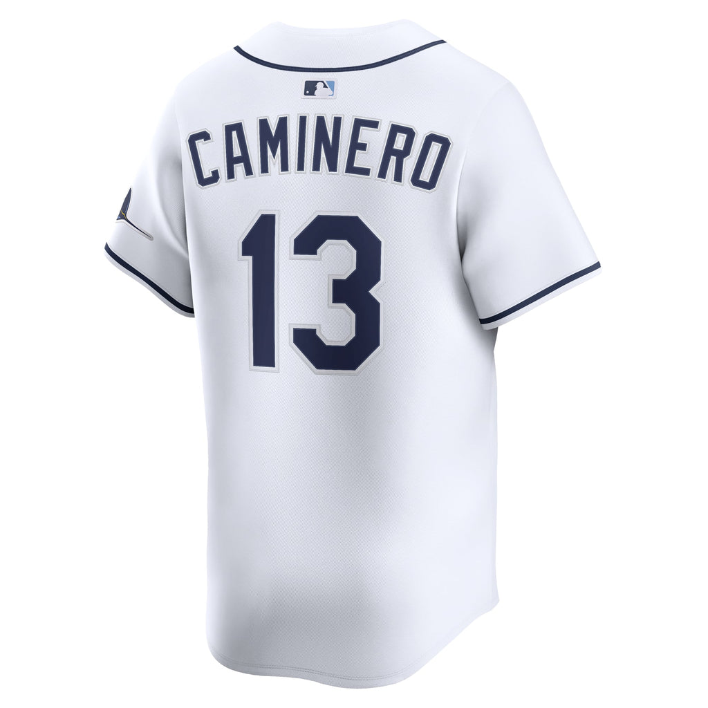 Men's Tampa Bay Rays Junior Caminero Nike White Home Limited Jersey - 4