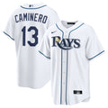 Men's Tampa Bay Rays Junior Caminero Nike White Home Replica Jersey