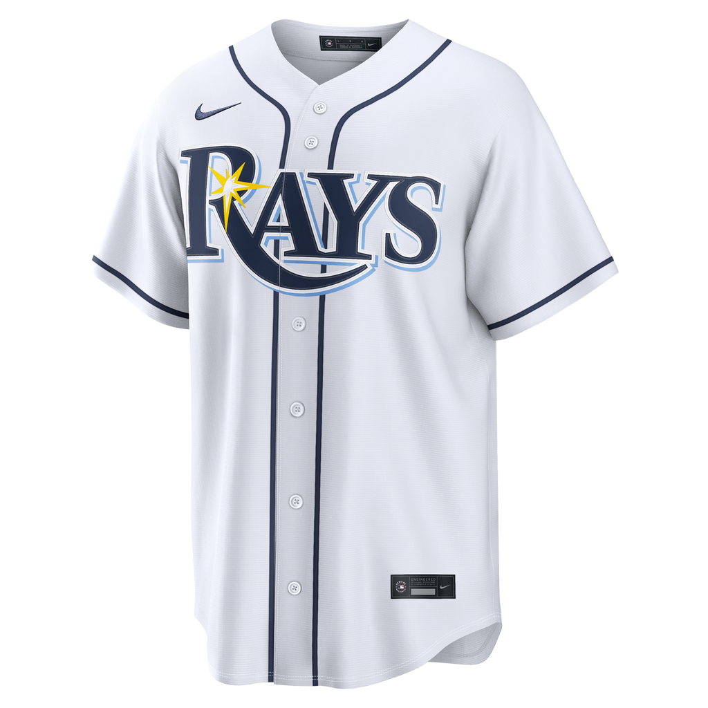 Men's Tampa Bay Rays Junior Caminero Nike White Home Replica Jersey - 3