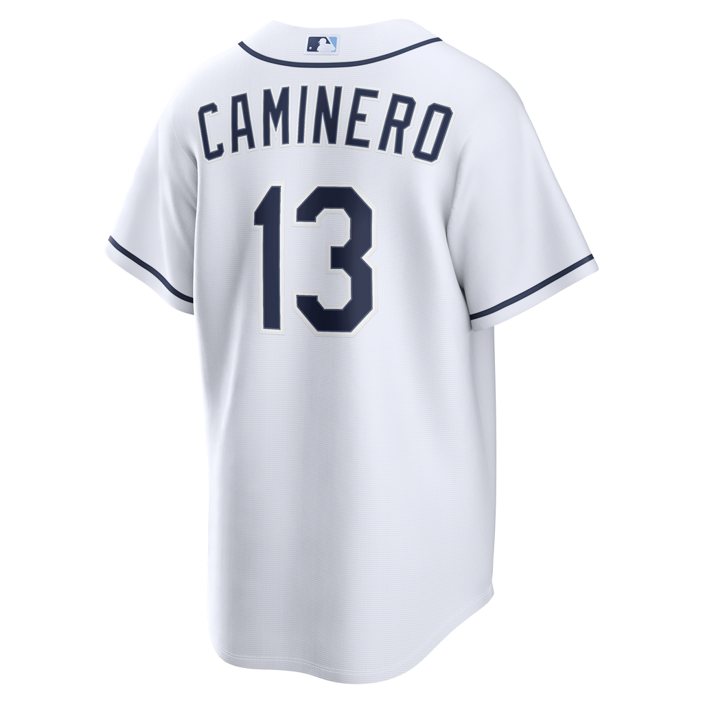 Men's Tampa Bay Rays Junior Caminero Nike White Home Replica Jersey - 4