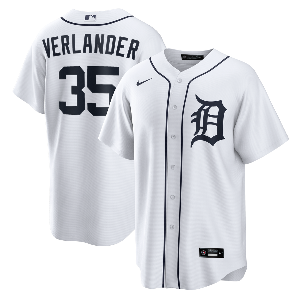 Men's Detroit Tigers Justin Verlander Nike White Home Replica Jersey - 2