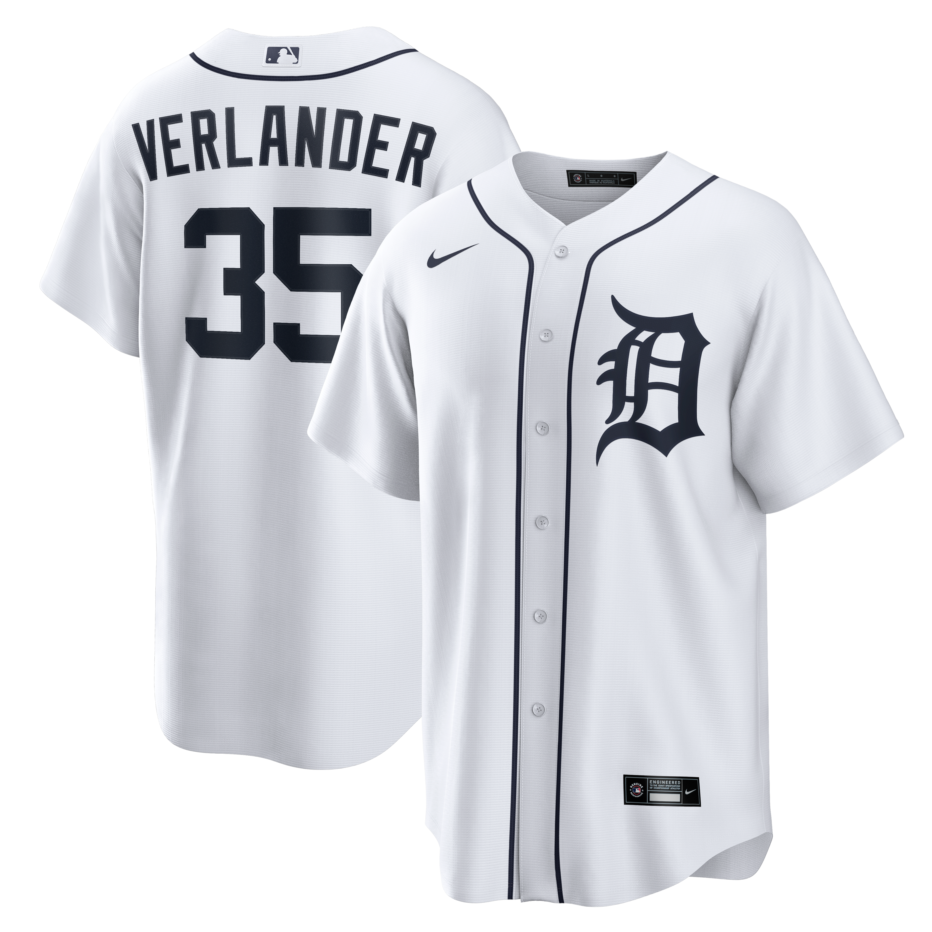 Men's Detroit Tigers Justin Verlander Nike White Home Replica Jersey - 2