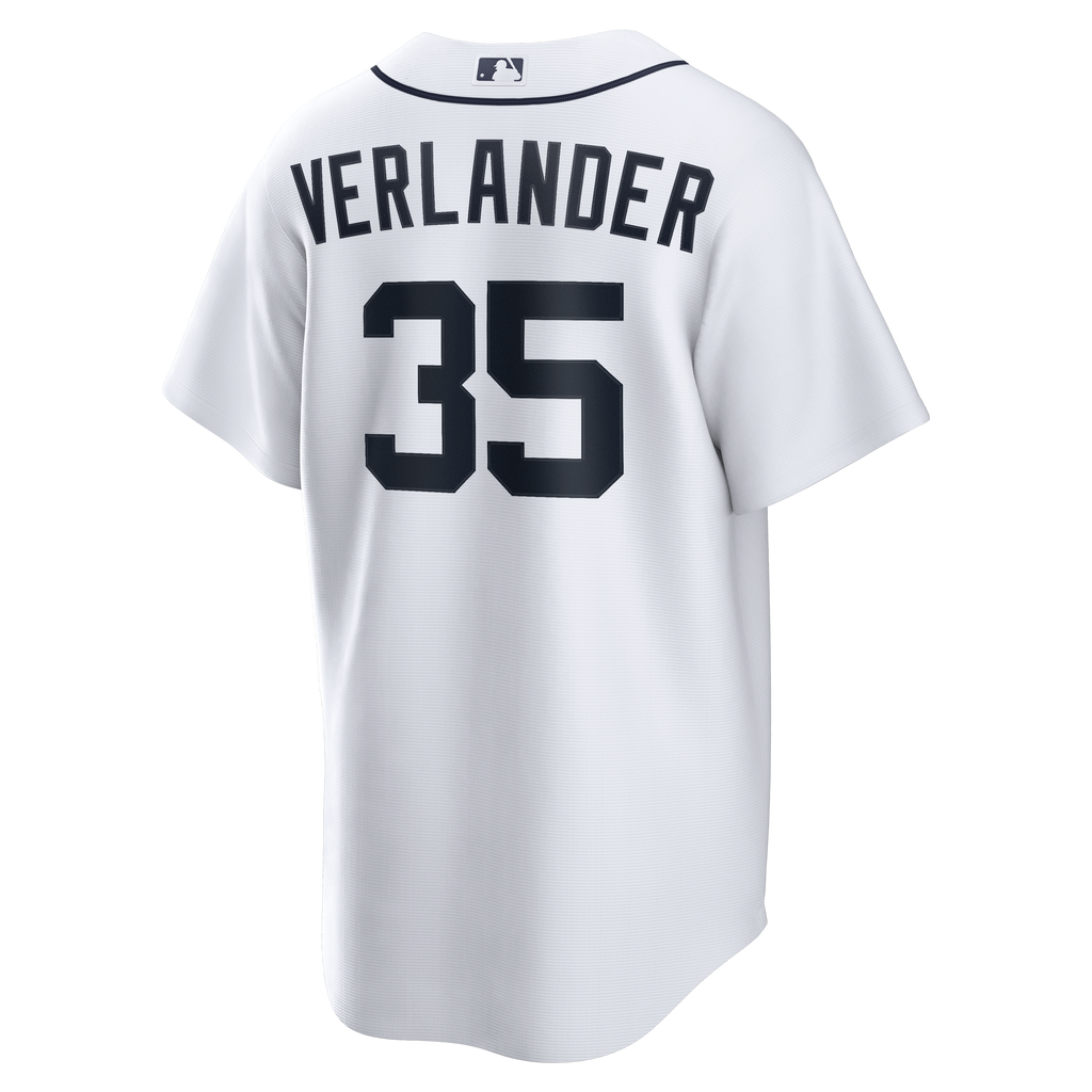Men's Detroit Tigers Justin Verlander Nike White Home Replica Jersey - 4