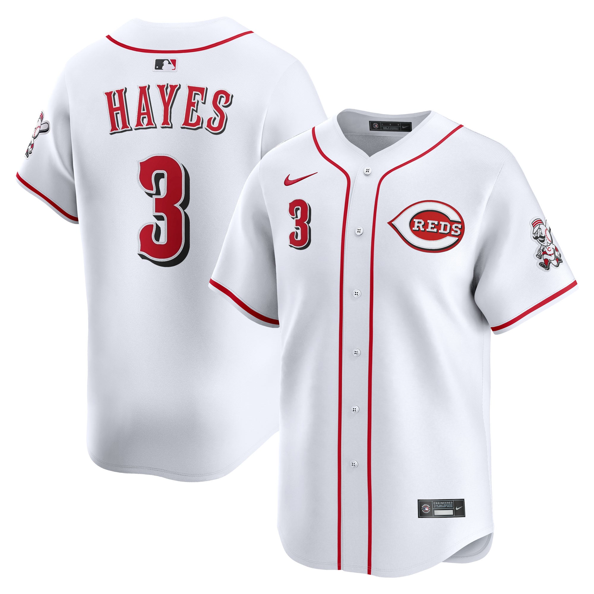 Men's Cincinnati Reds Ke'Bryan Hayes Nike White Home Limited Player Jersey - 2