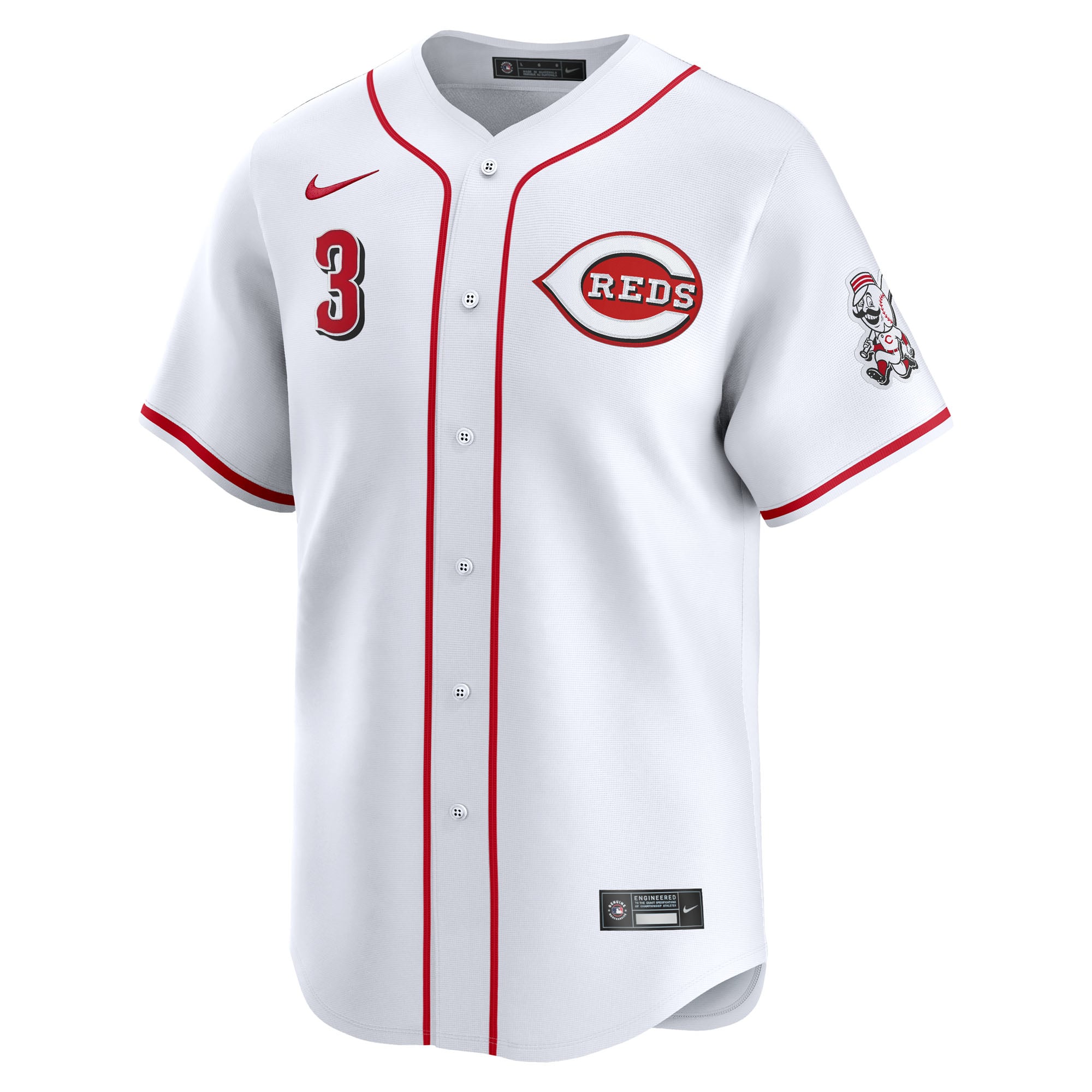 Men's Cincinnati Reds Ke'Bryan Hayes Nike White Home Limited Player Jersey - 3