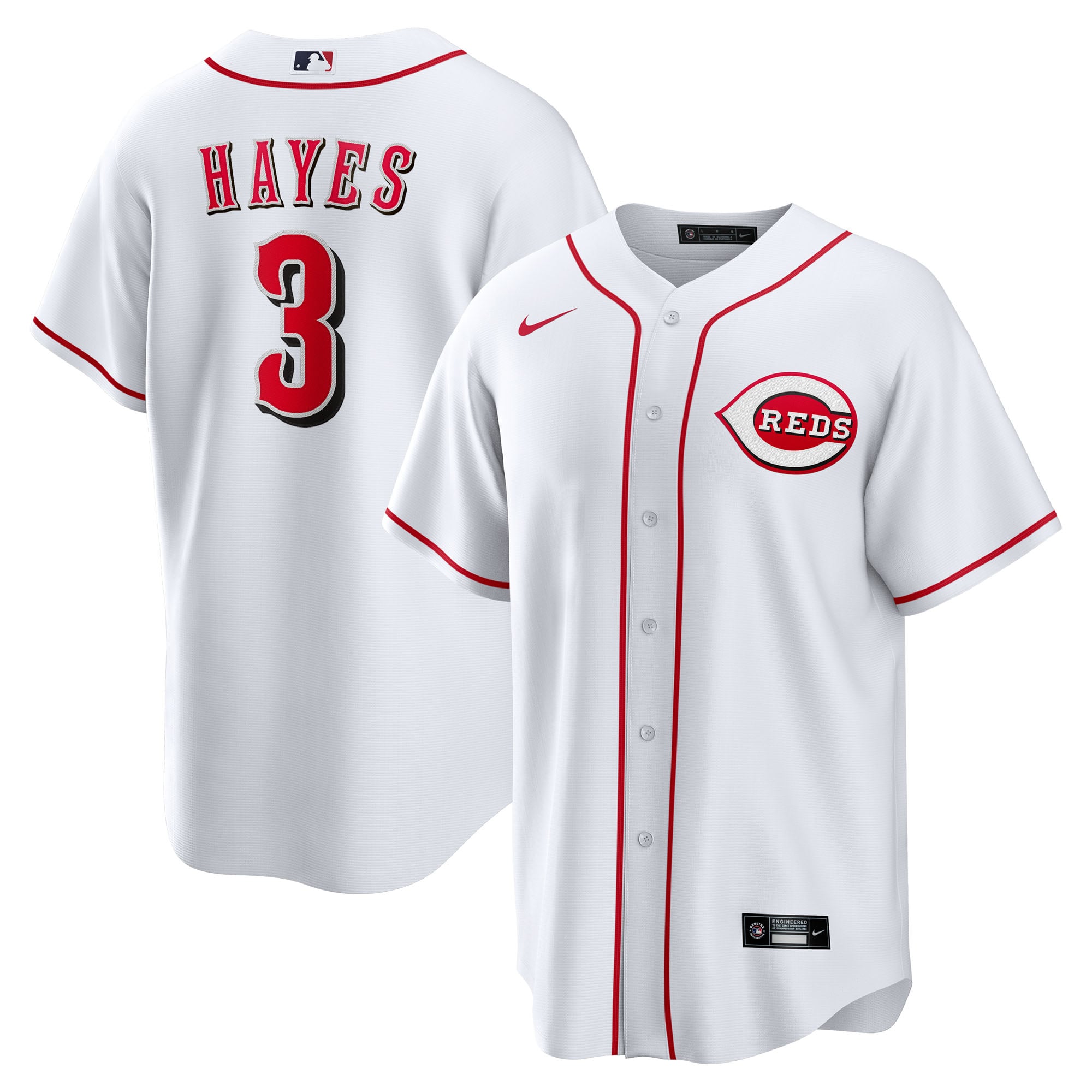 Men's Cincinnati Reds Ke'Bryan Hayes Nike White Home Replica Jersey - 2