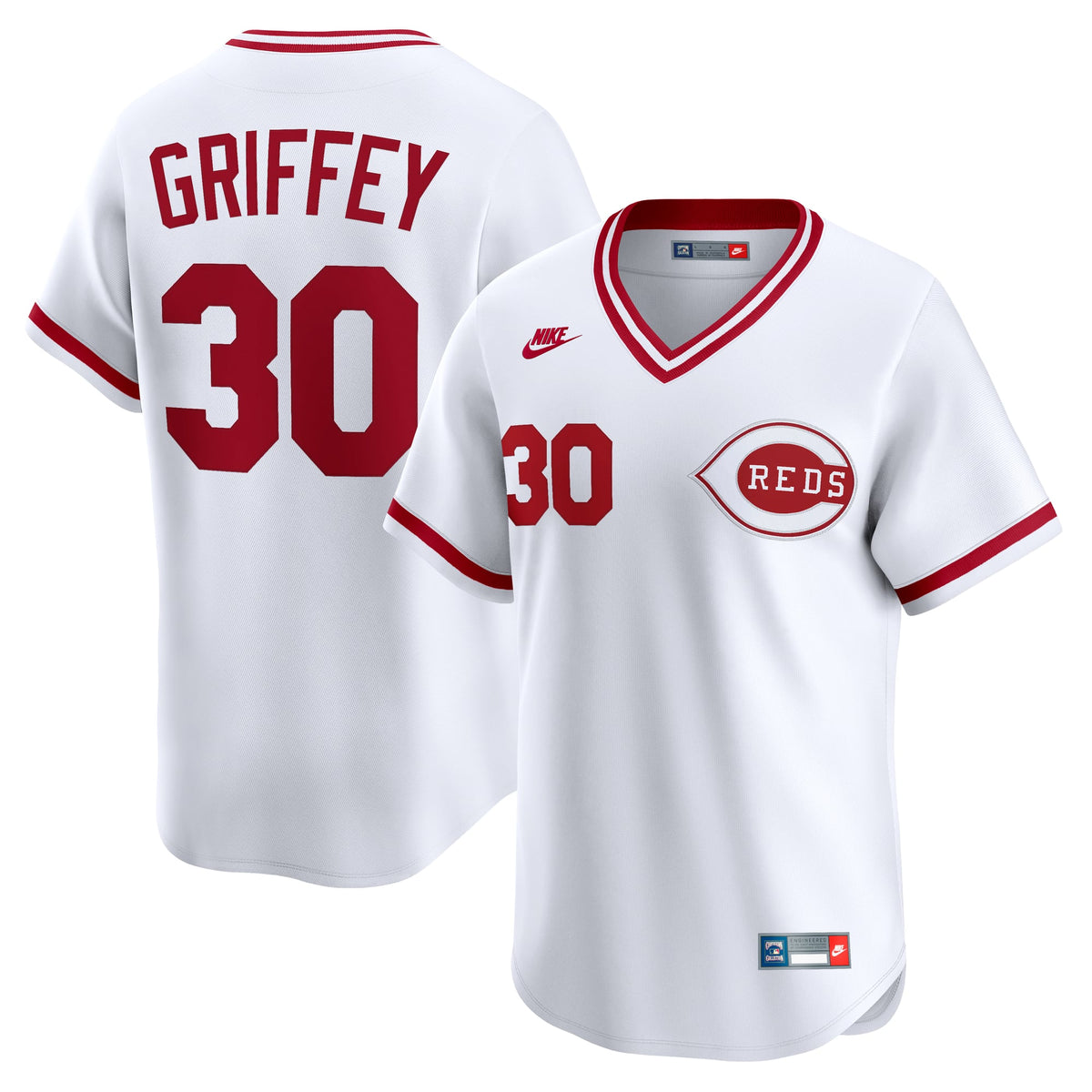 Men's Cincinnati Reds Ken Griffey Nike White Throwback Cooperstown Collection Limited Jersey