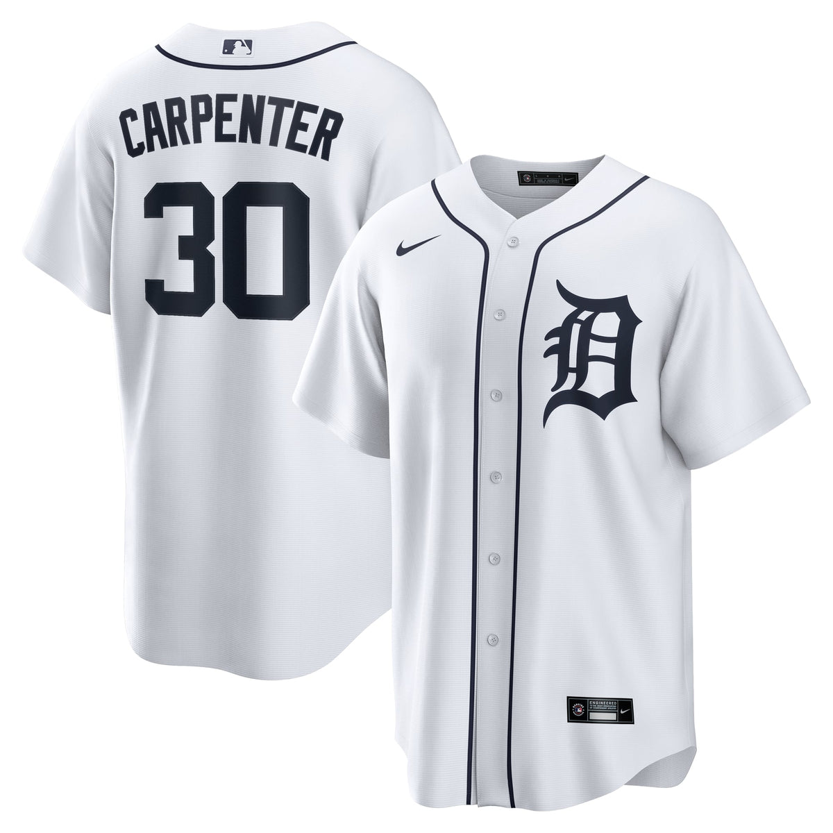 Men's Detroit Tigers Kerry Carpenter Nike White Home Replica Jersey - 2