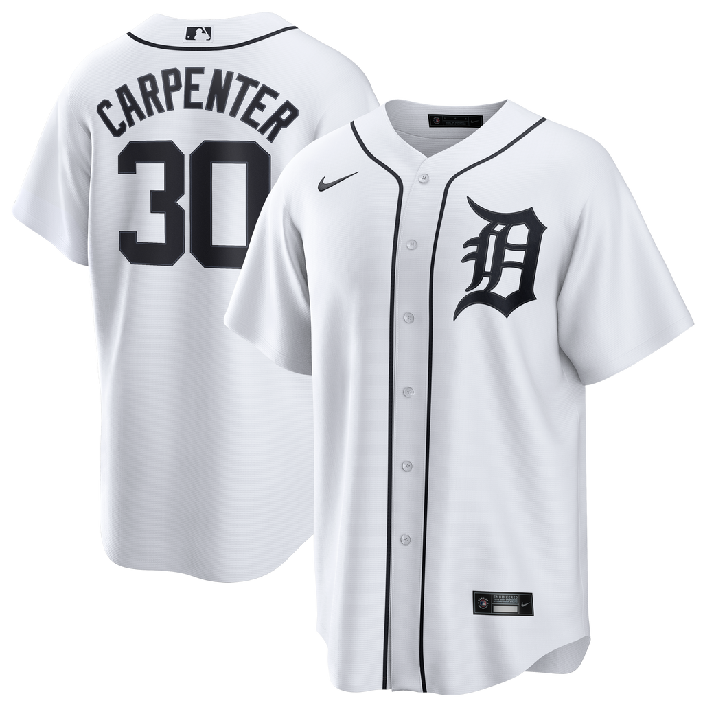 Men's Detroit Tigers Kerry Carpenter Nike White Home Replica Jersey