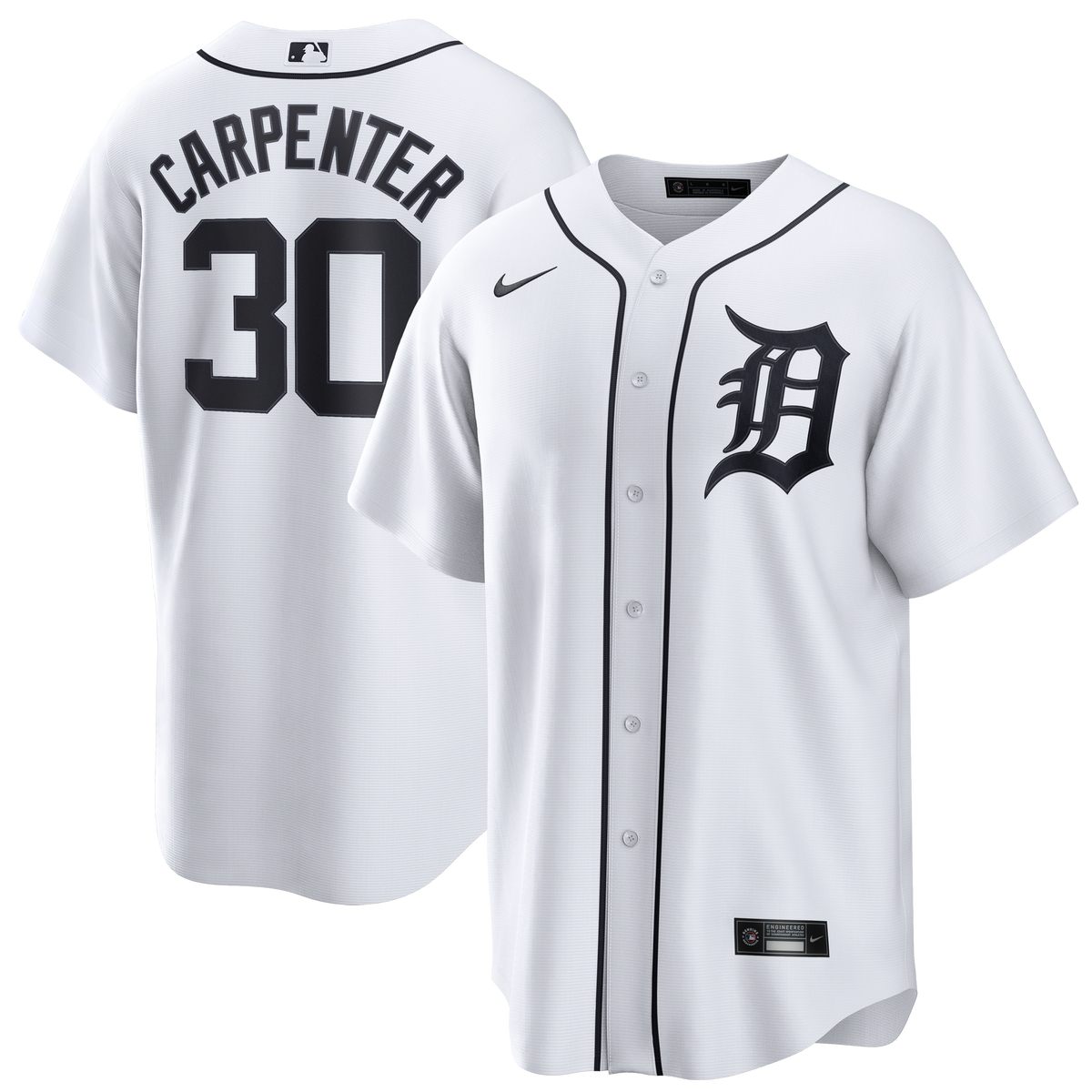 Men's Detroit Tigers Kerry Carpenter Nike White Home Replica Jersey