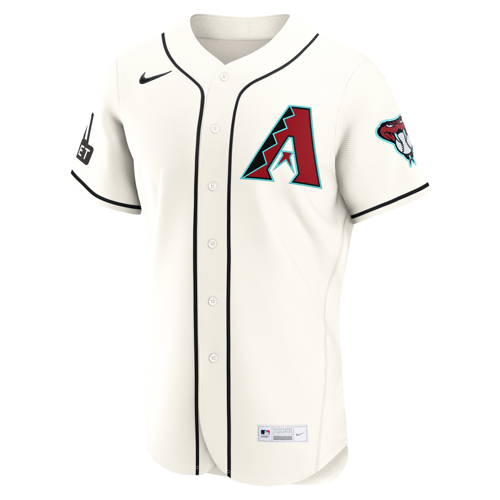 Men's Arizona Diamondbacks Ketel Marte Nike Cream Home Authentic Sponsor Patch Jersey - 3