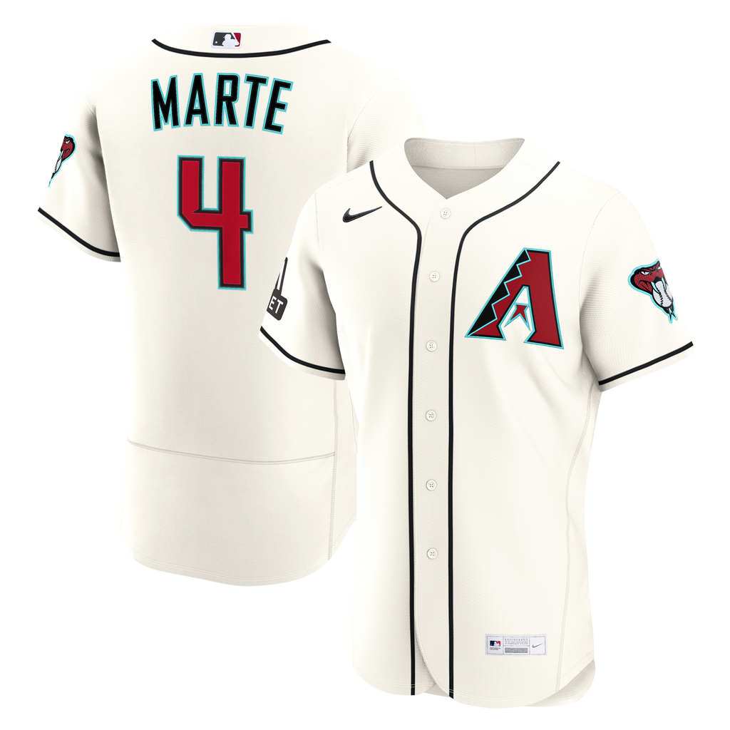 Men's Arizona Diamondbacks Ketel Marte Nike Cream Home Authentic Sponsor Patch Jersey