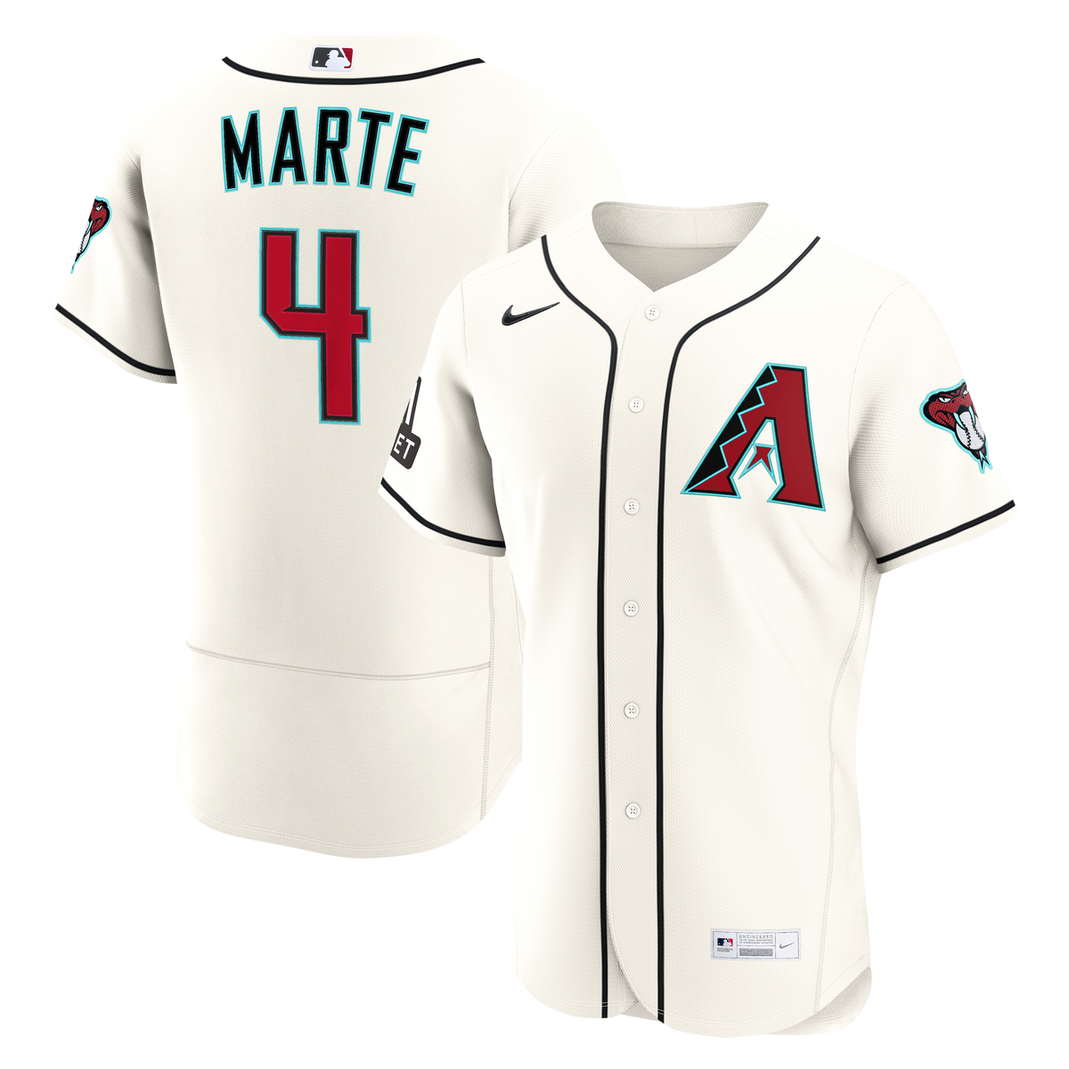 Men's Arizona Diamondbacks Ketel Marte Nike Cream Home Authentic Sponsor Patch Jersey