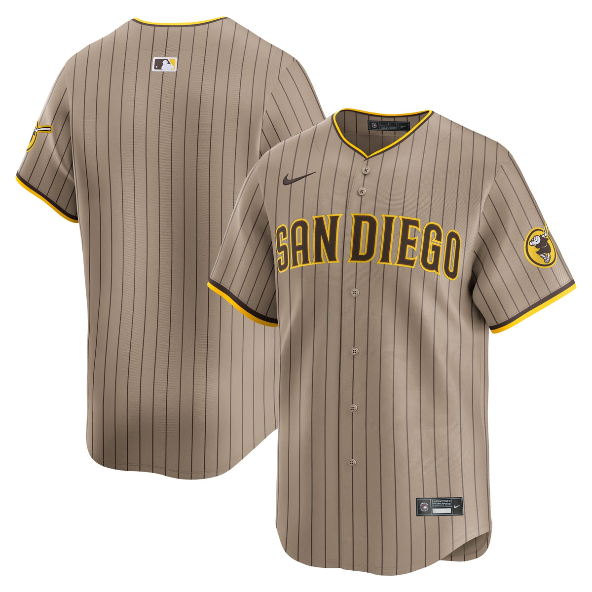 Men's San Diego Padres Nike Khaki Alternate Limited Jersey - 2