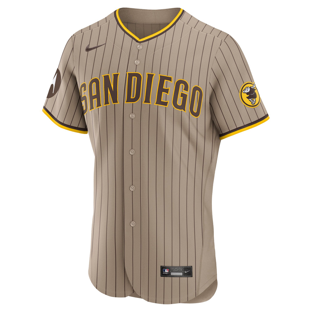 Men's San Diego Padres Nike Khaki Alternate Sponsor Patch Authentic Jersey - 3